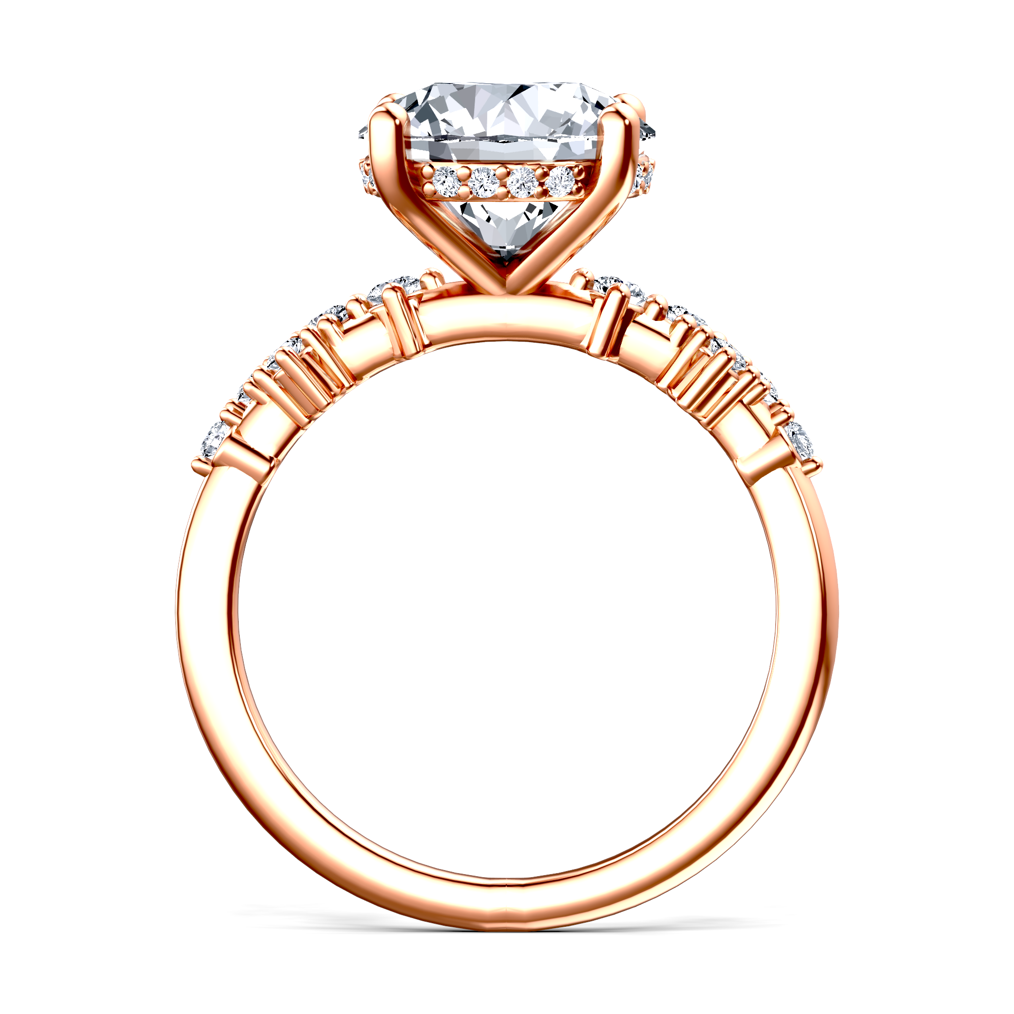 Image for 14K Rose Gold Round Side stone engagement ring