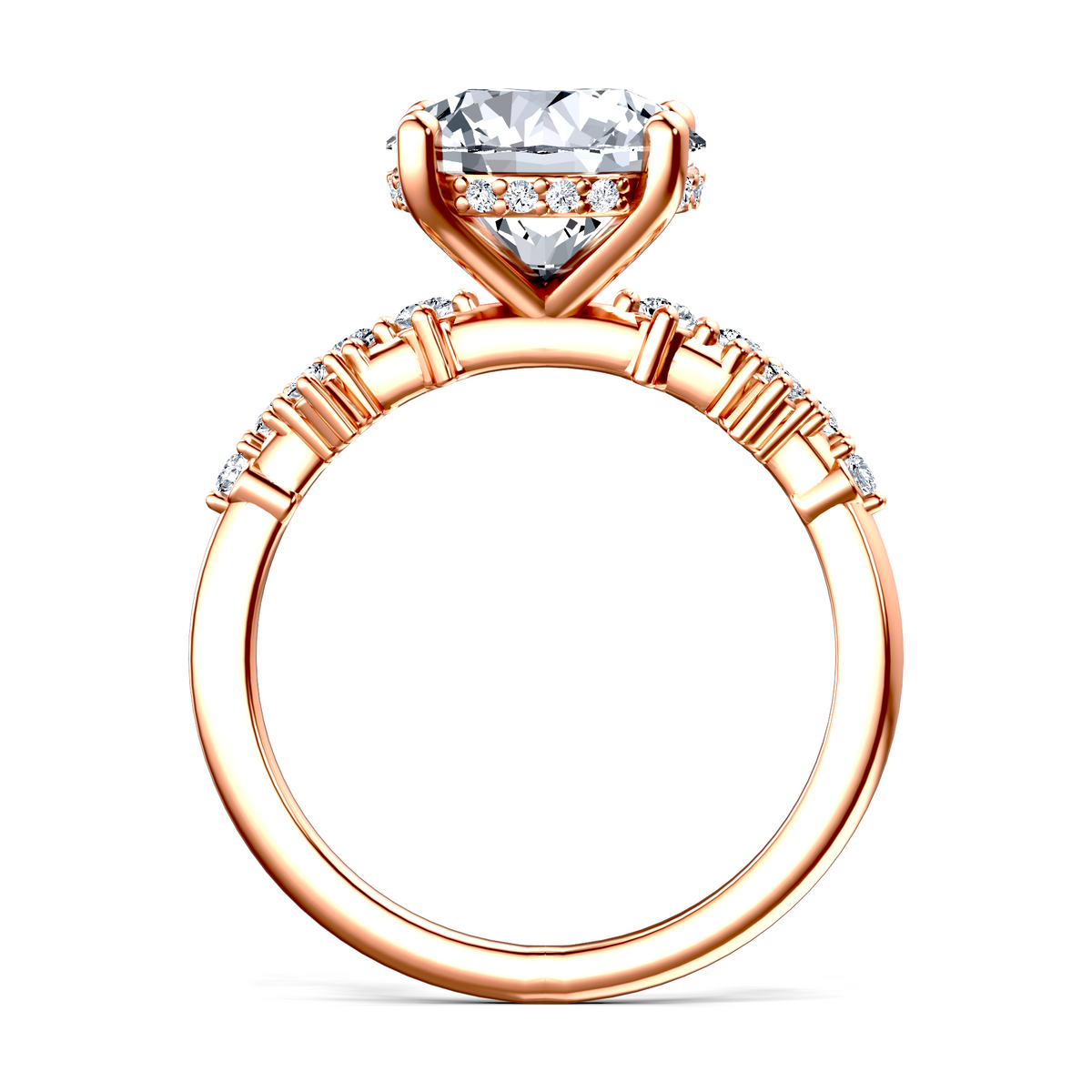 Image for 14K Rose Gold Round Side stone engagement ring