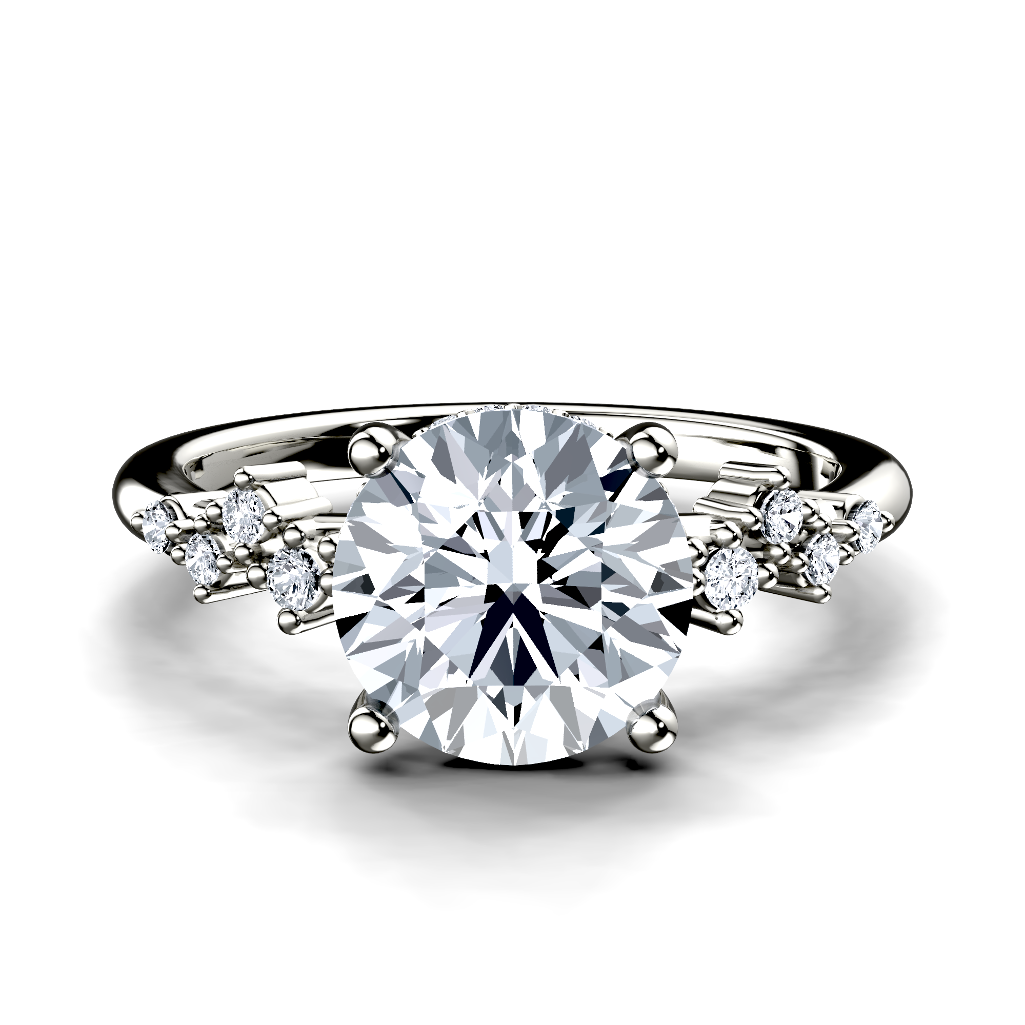 Image for Platinum Round Side stone engagement ring