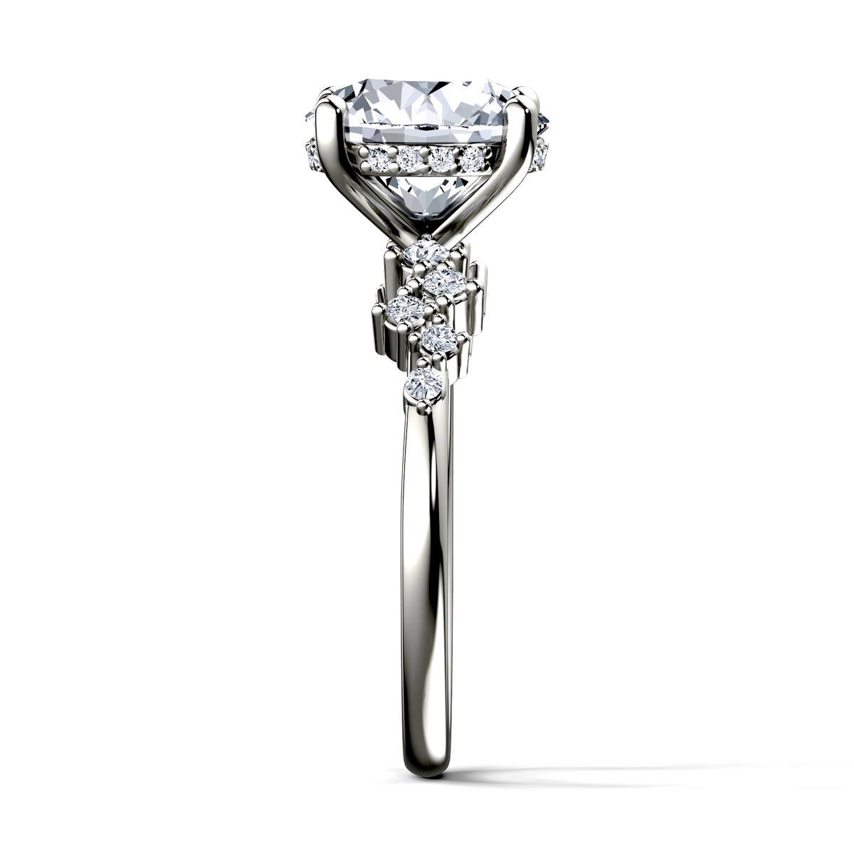 Image for 14K White Gold Round Side stone engagement ring