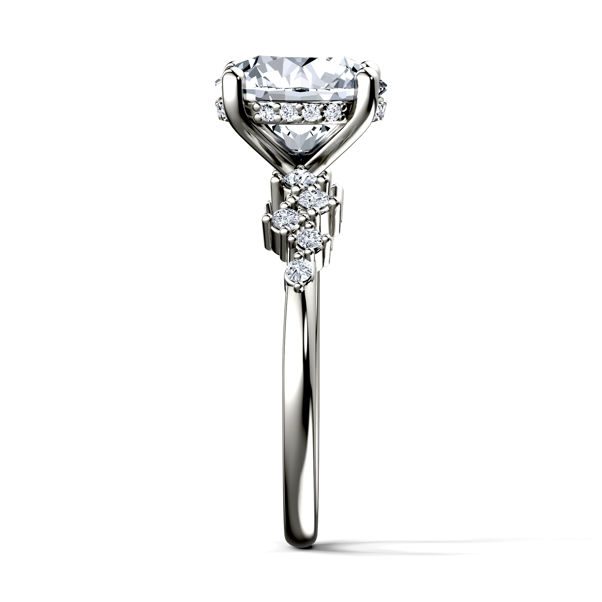 Image for Platinum Round Side stone engagement ring