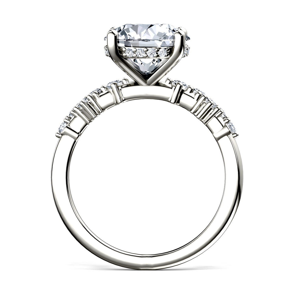 Image for 14K White Gold Round Side stone engagement ring