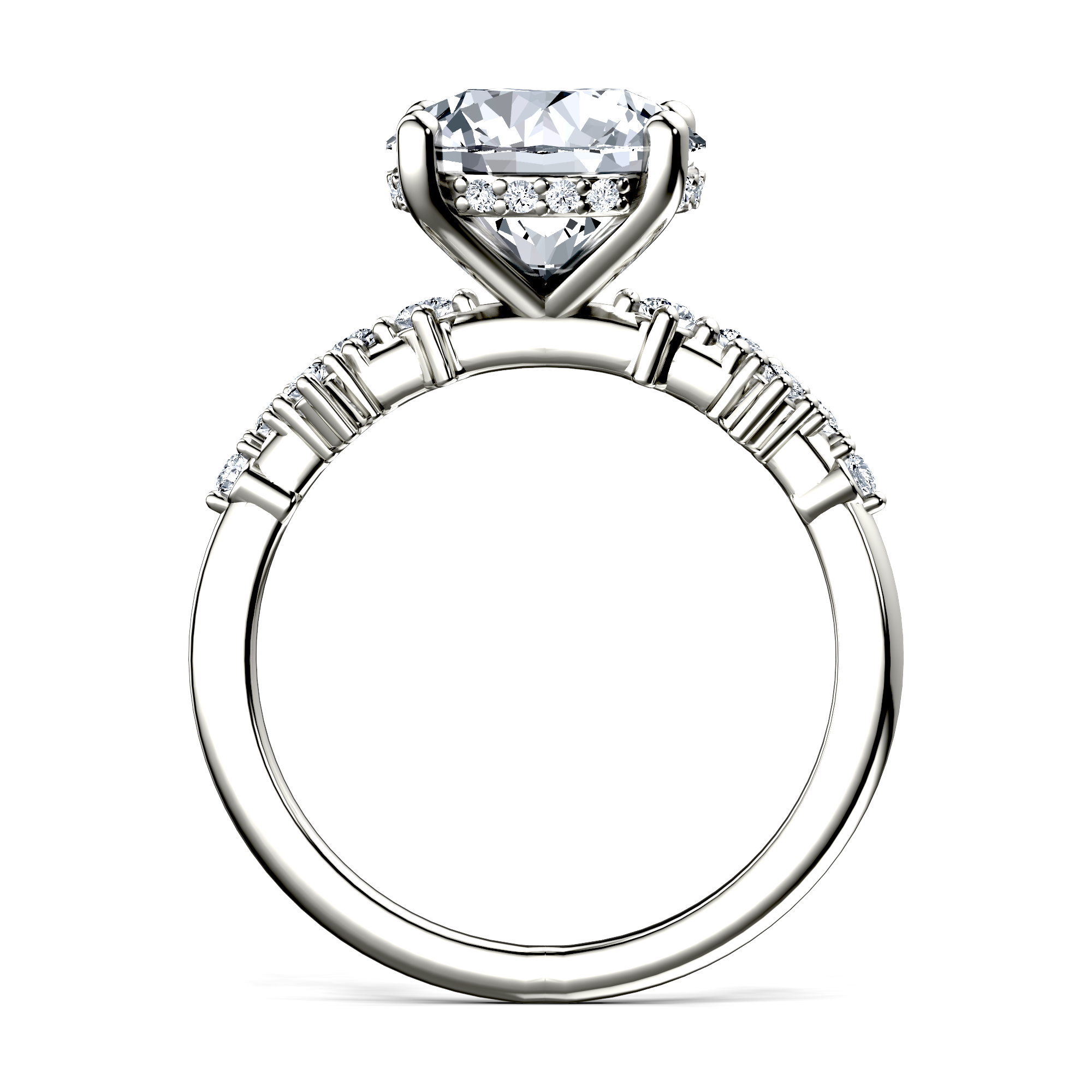 Image for 18K White Gold Round Side stone engagement ring