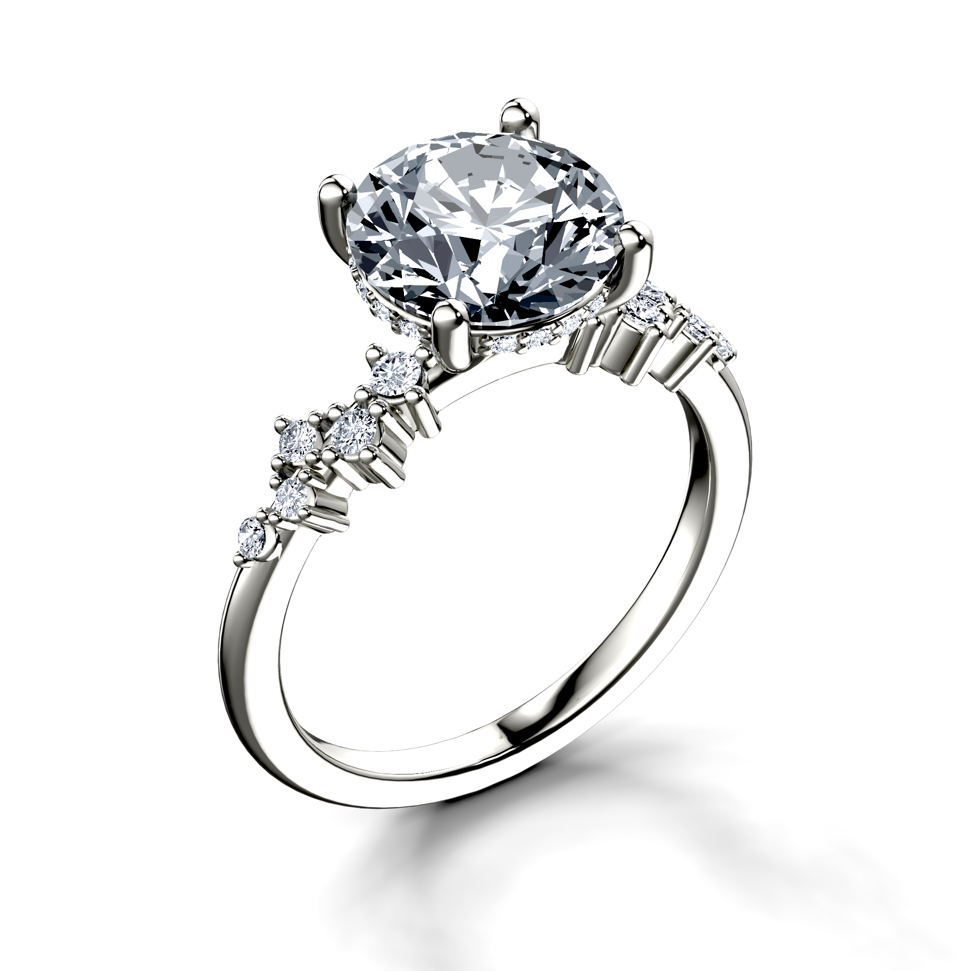 Image for Platinum Round Side stone engagement ring