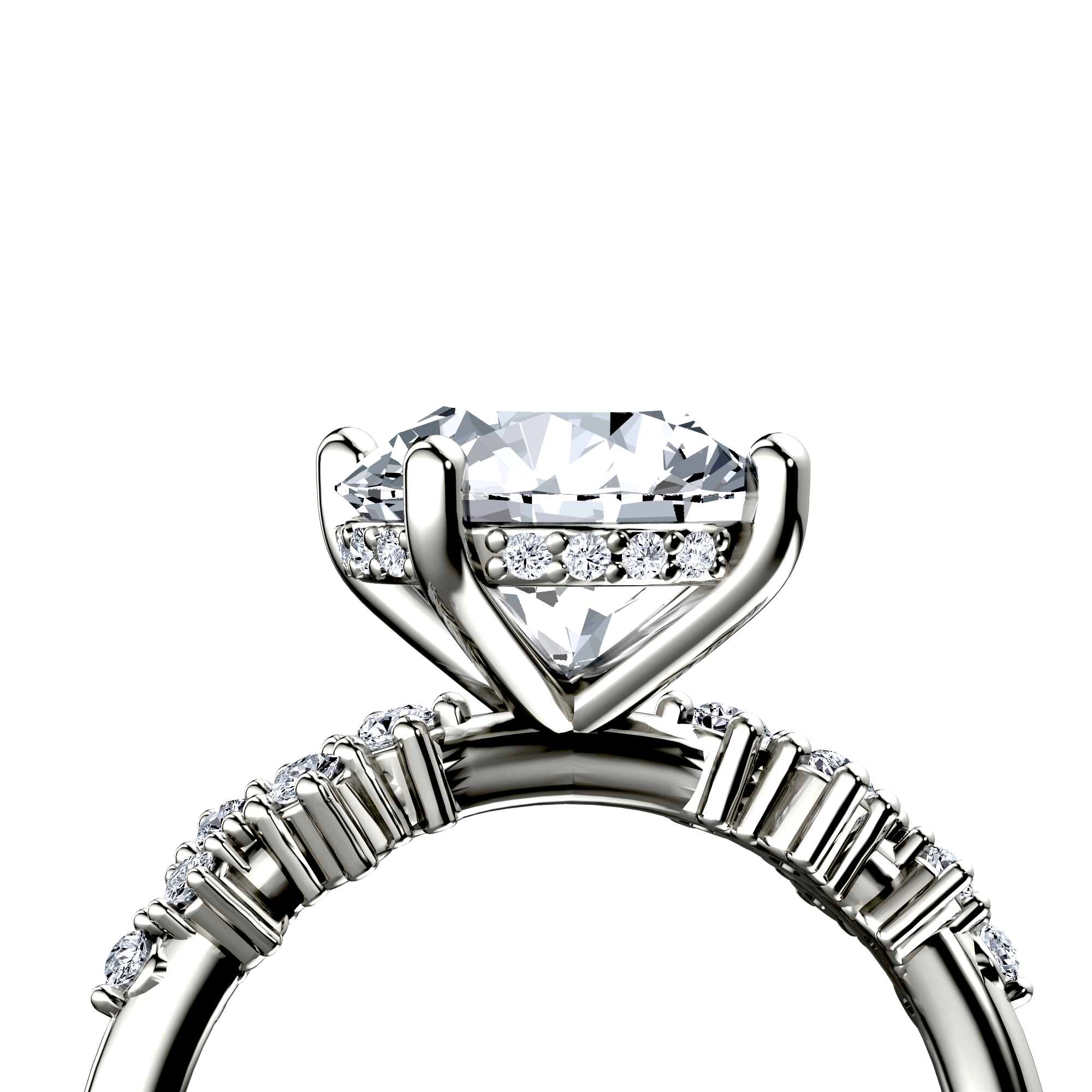 Image for Platinum Round Side stone engagement ring
