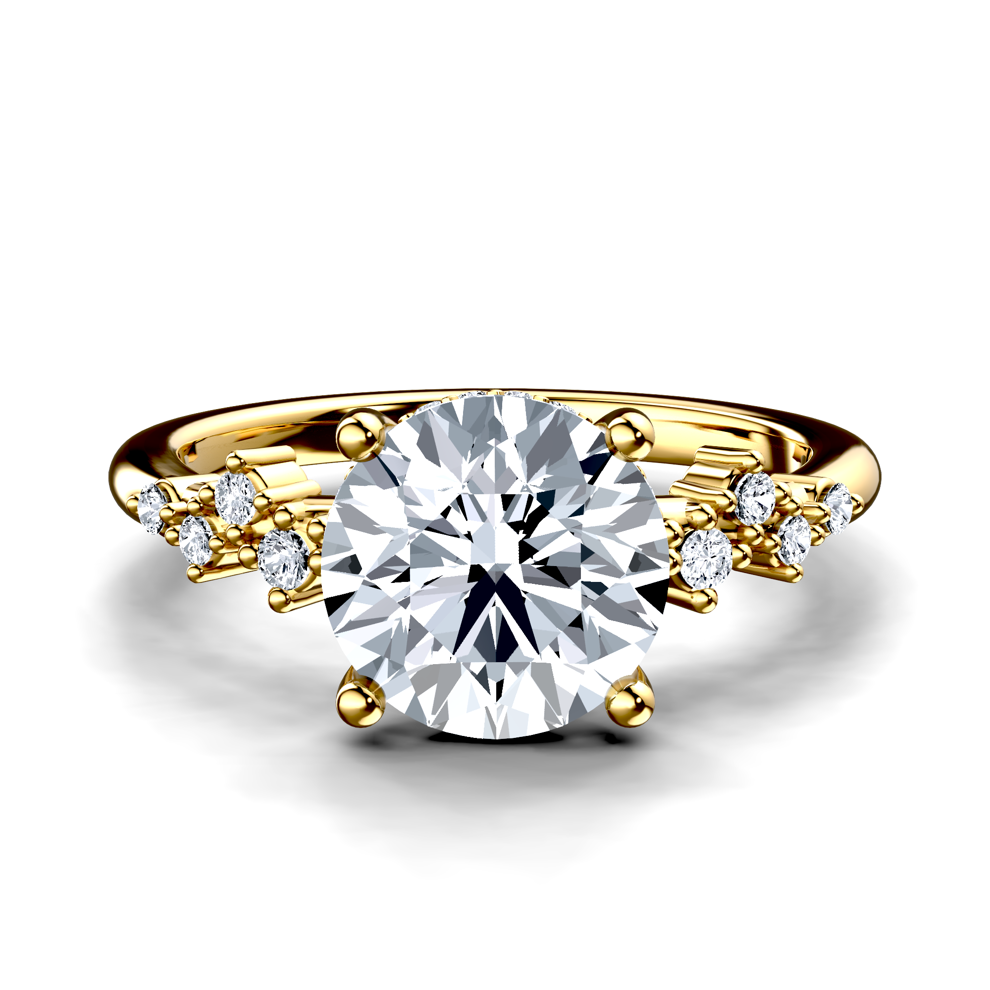 Image for 18K Yellow Gold Round Side stone engagement ring
