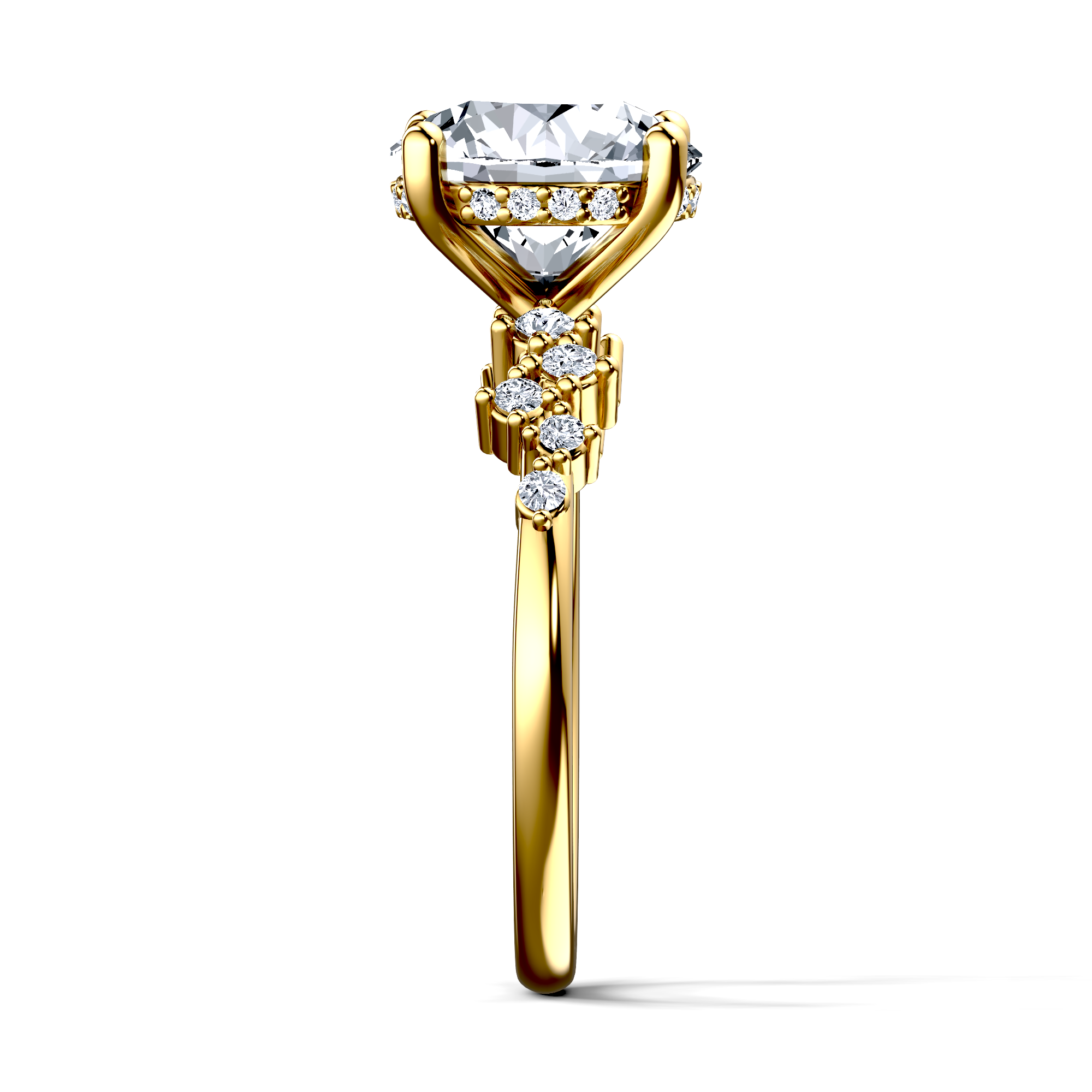 Image for 14K Yellow Gold Round Side stone engagement ring