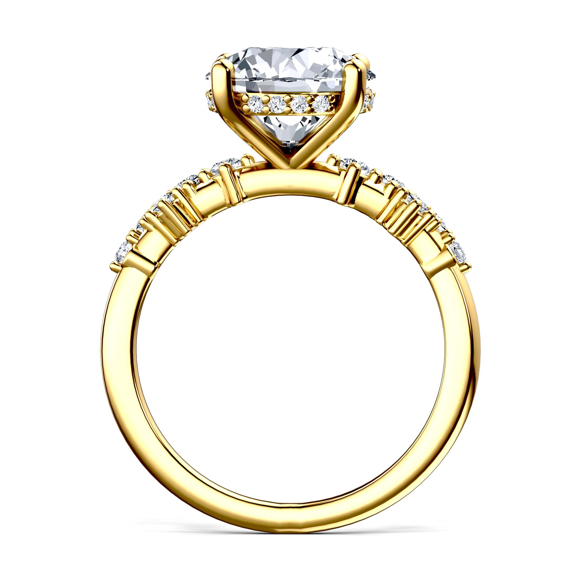 Image for 14K Yellow Gold Round Side stone engagement ring