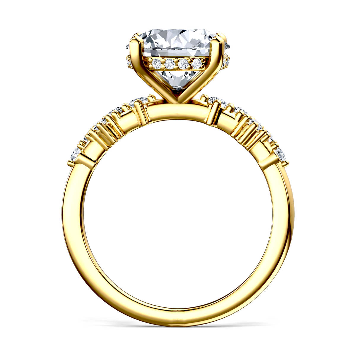 Image for 14K Yellow Gold Round Side stone engagement ring