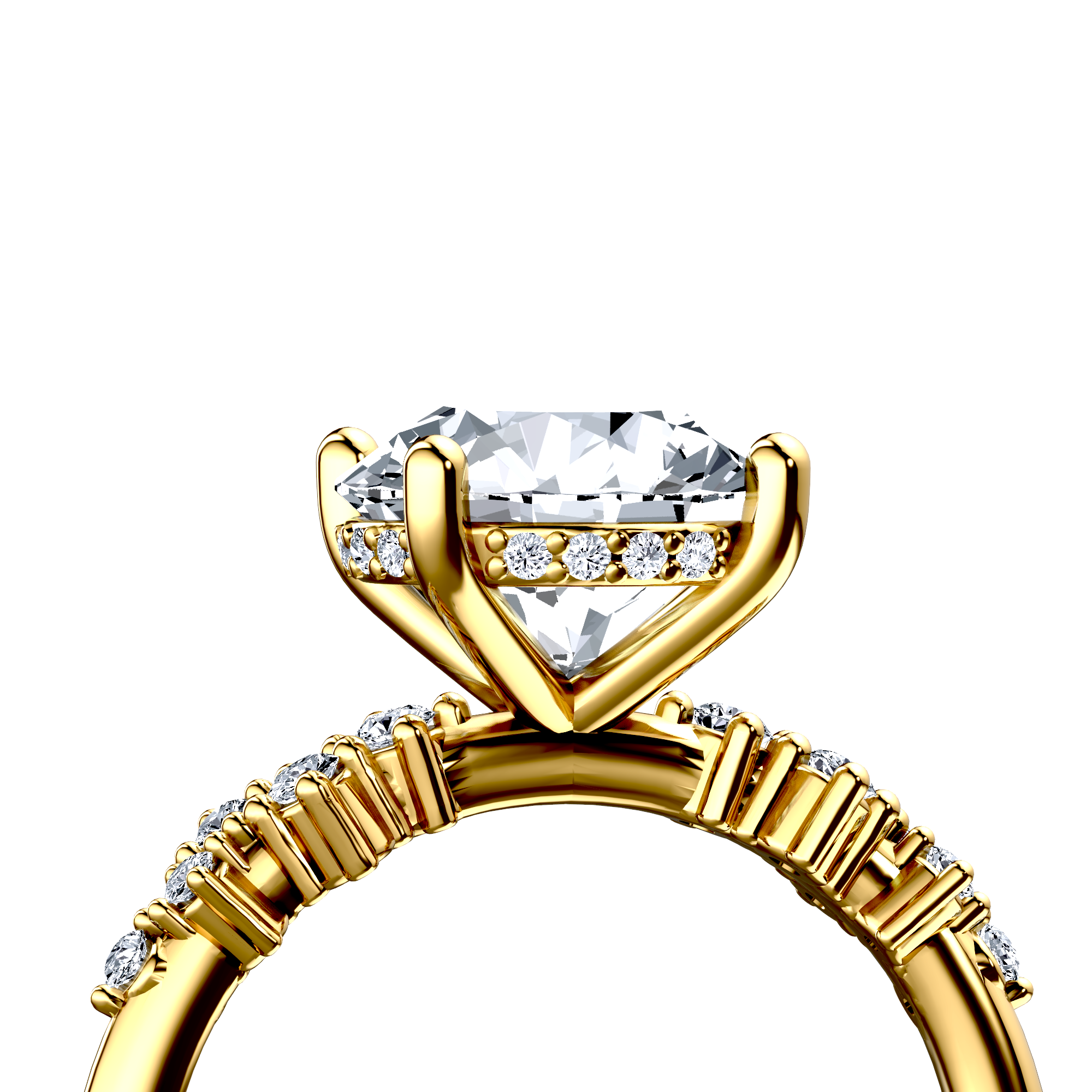 Image for 18K Yellow Gold Round Side stone engagement ring