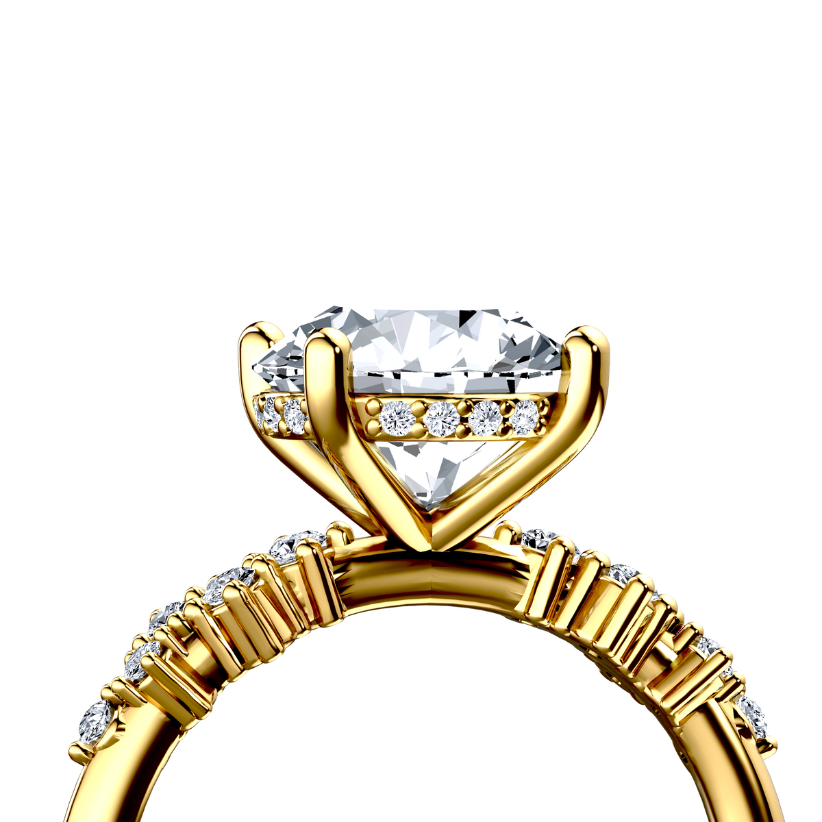 Image for 18K Yellow Gold Round Side stone engagement ring
