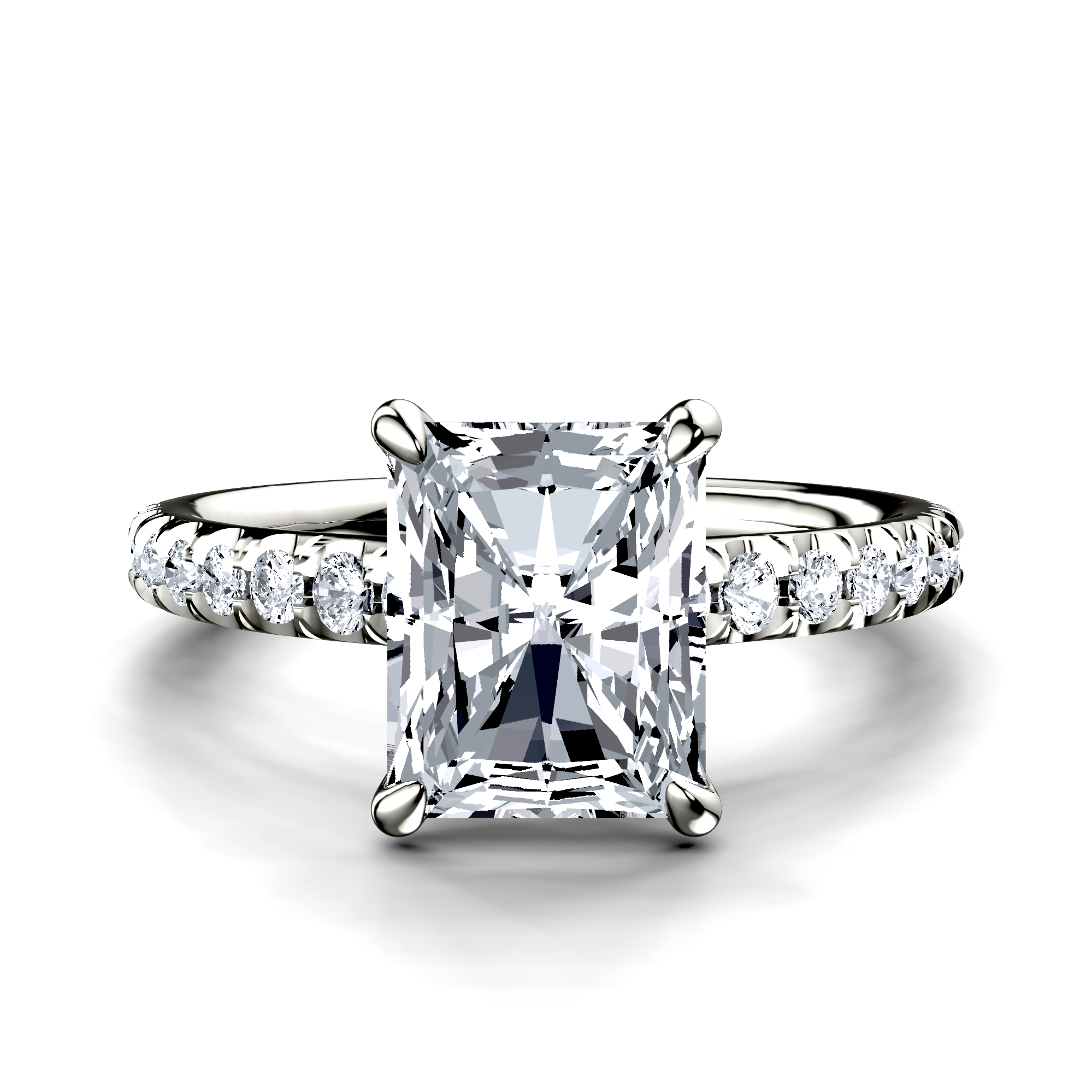 Image for 18K White Gold Radiant Halo engagement ring
