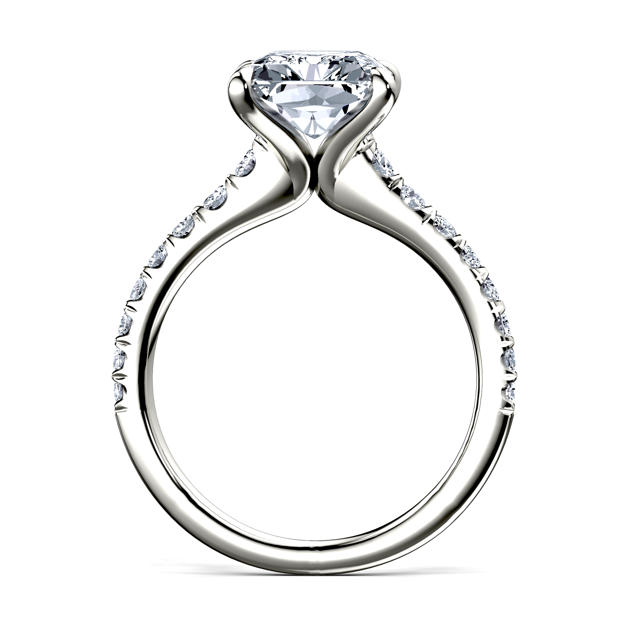 Image for 18K White Gold Radiant Halo engagement ring