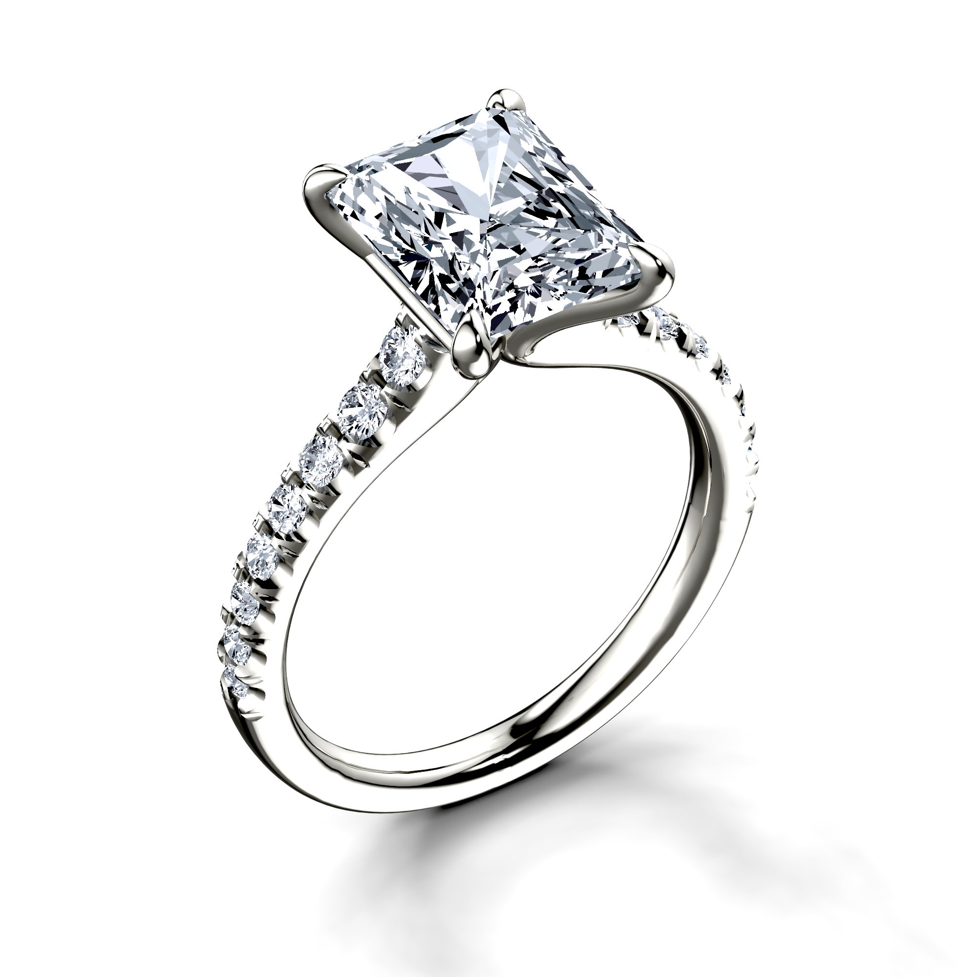 Image for 18K White Gold Radiant Halo engagement ring