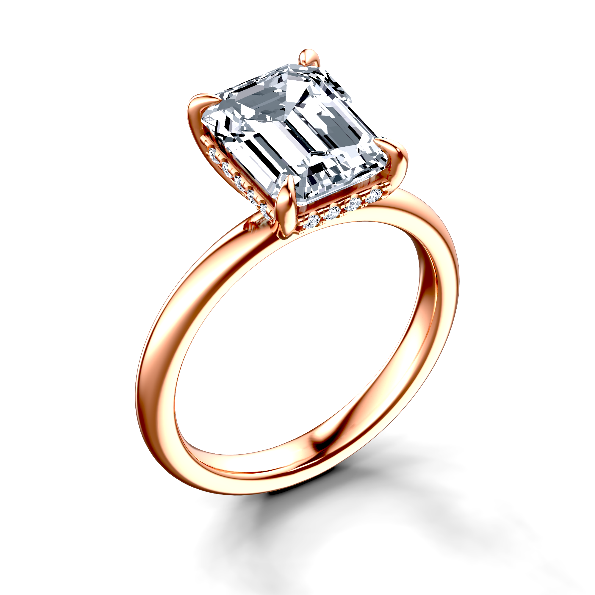Image for 14K Rose Gold Emerald Halo engagement ring