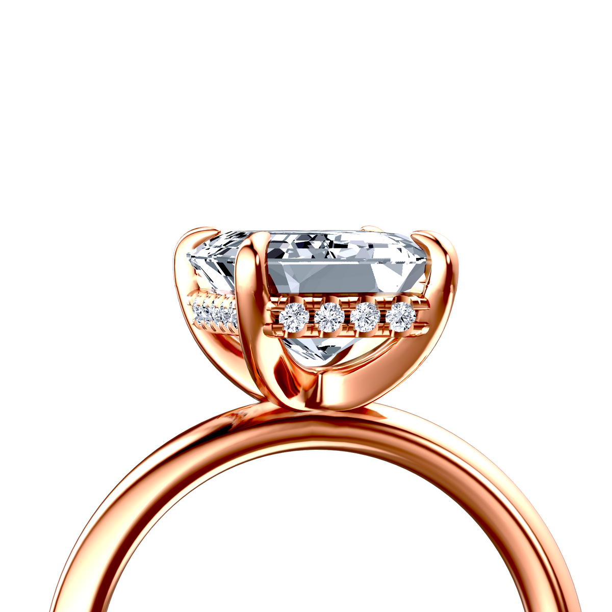 Image for 14K Rose Gold Emerald Halo engagement ring