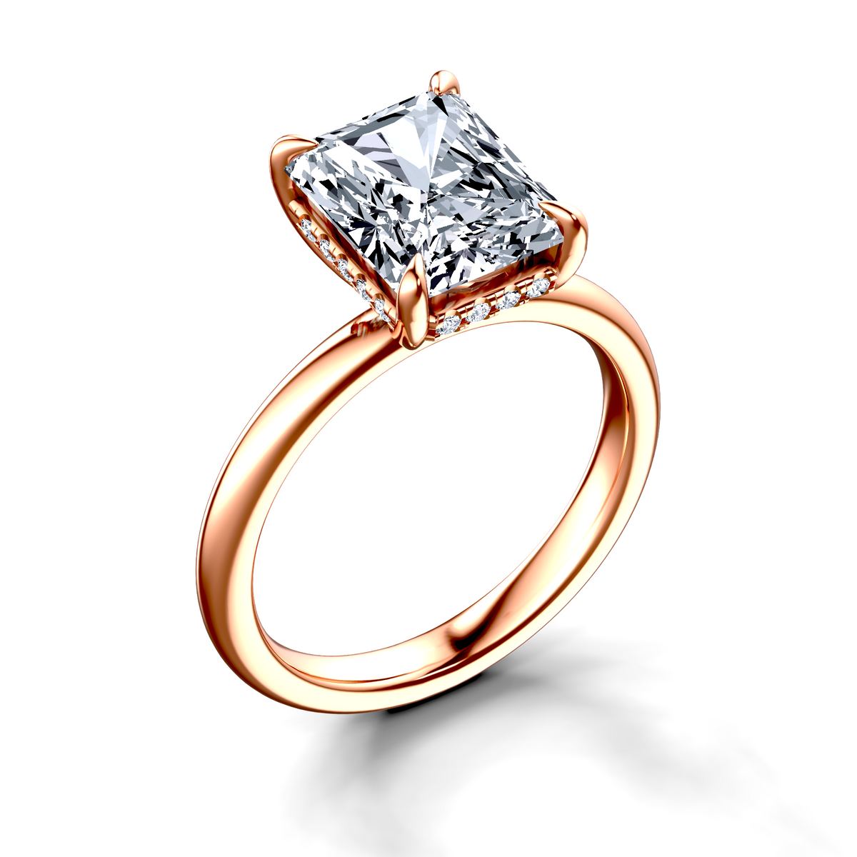 Image for 14K Rose Gold Radiant Halo engagement ring