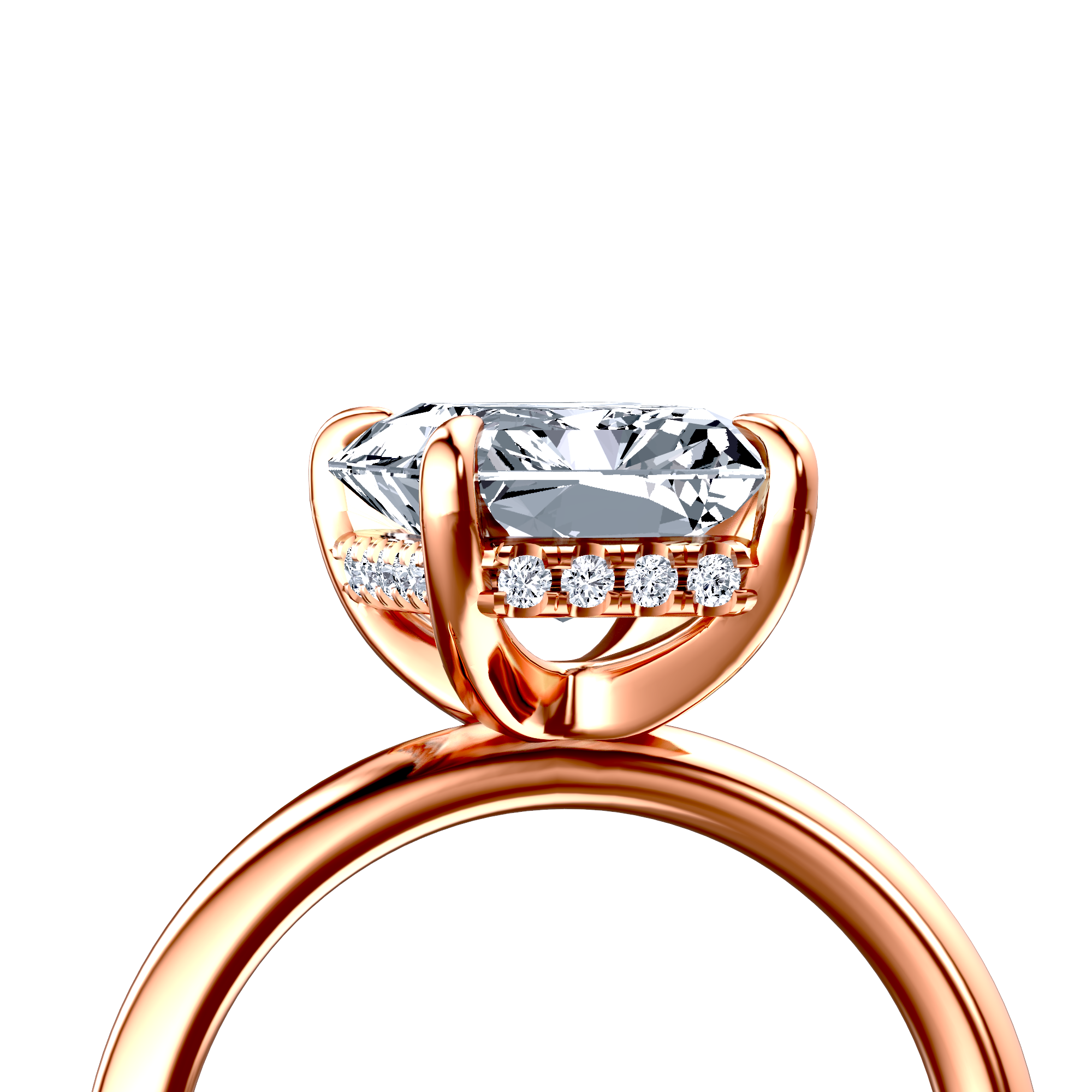Image for 18K Rose Gold Radiant Halo engagement ring