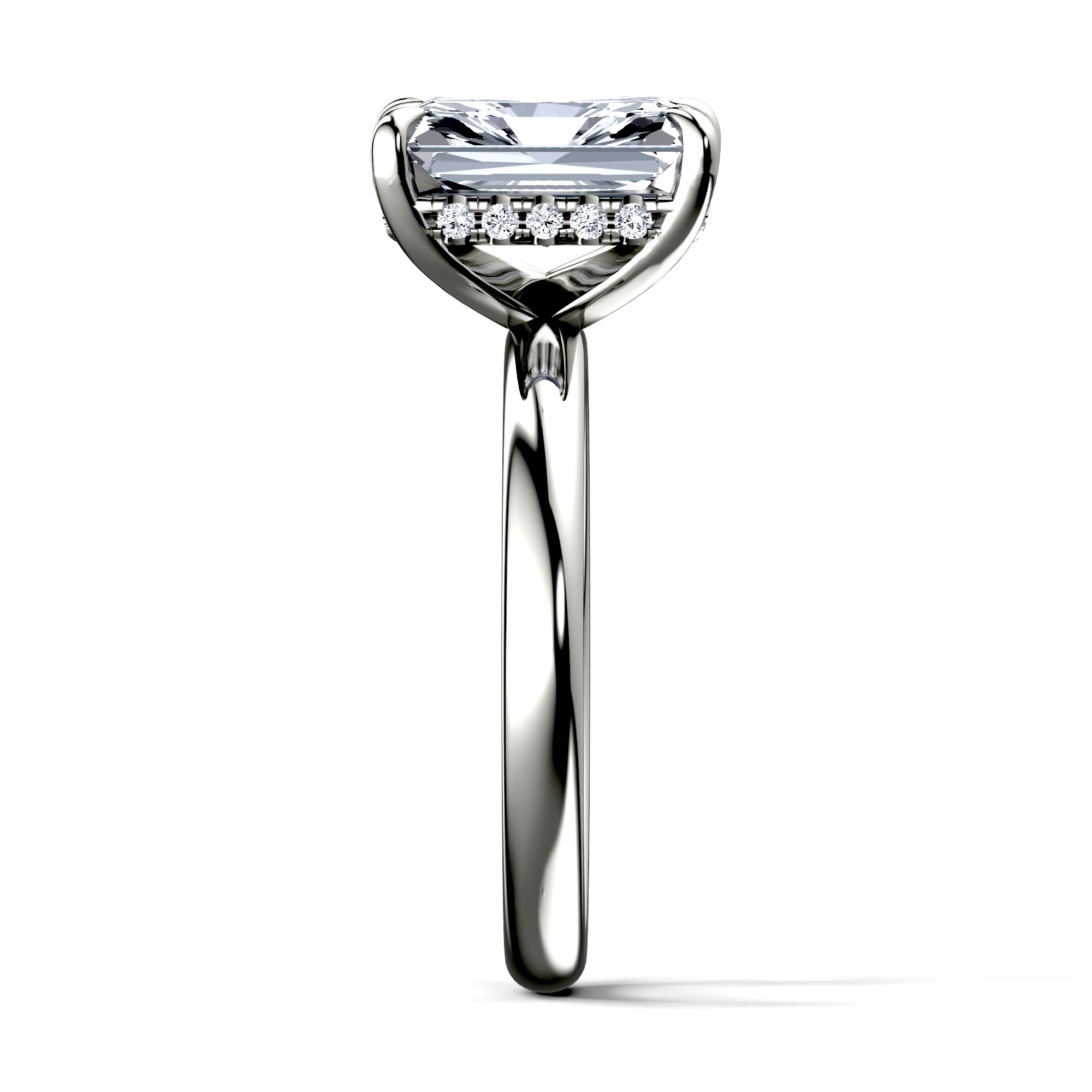 Image for 14K White Gold Radiant Halo engagement ring