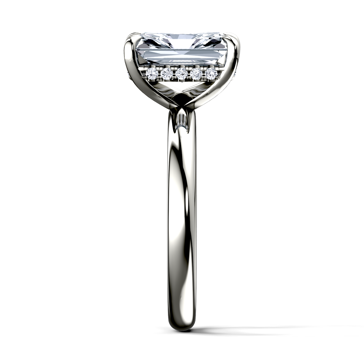 Image for 14K White Gold Radiant Halo engagement ring