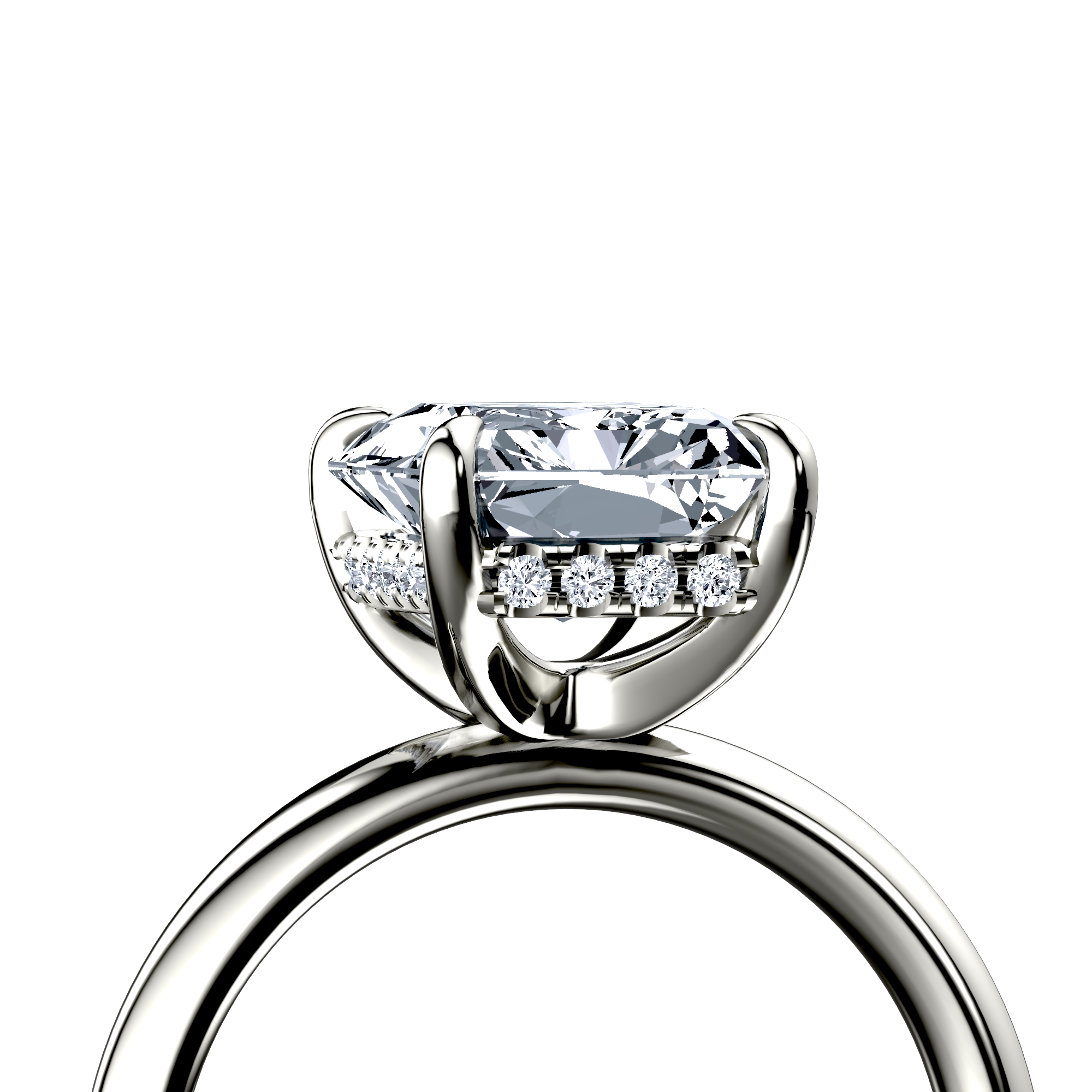 Image for 14K White Gold Radiant Halo engagement ring