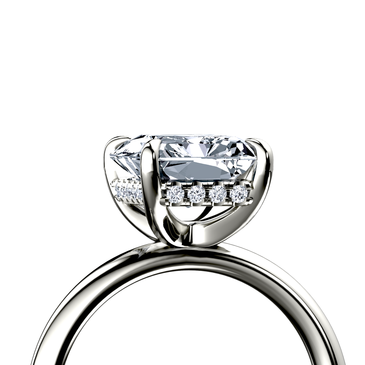 Image for 18K White Gold Radiant Halo engagement ring