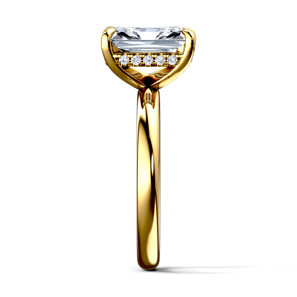 Image for 14K Yellow Gold Radiant Halo engagement ring