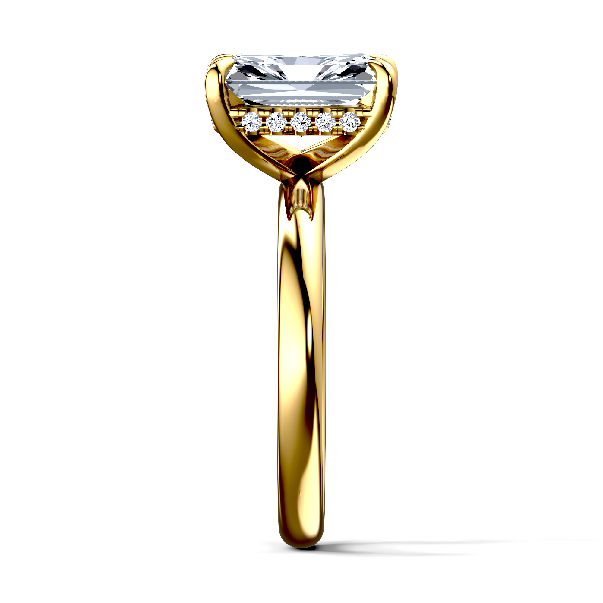Image for 18K Yellow Gold Radiant Halo engagement ring