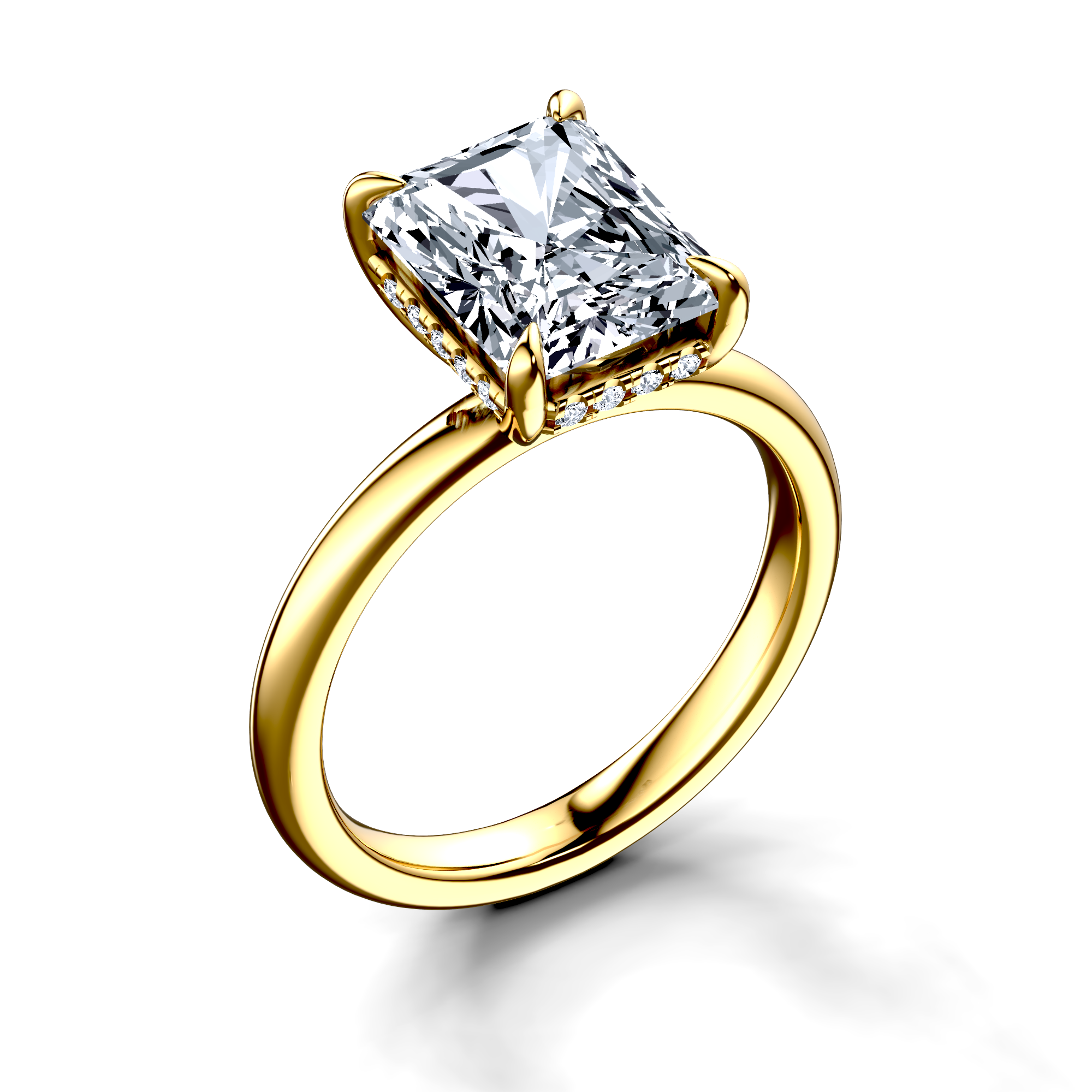 Image for 14K Yellow Gold Radiant Halo engagement ring