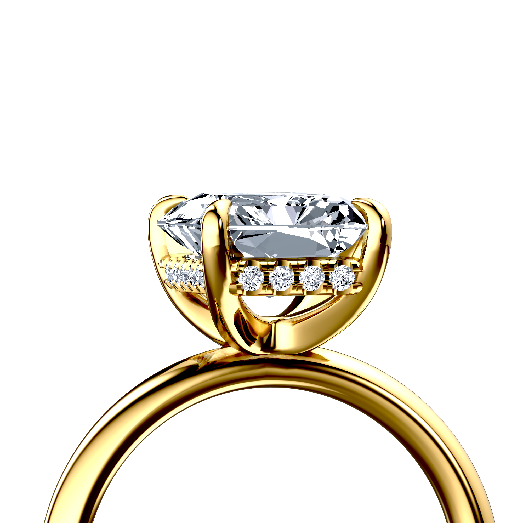 Image for 14K Yellow Gold Radiant Halo engagement ring