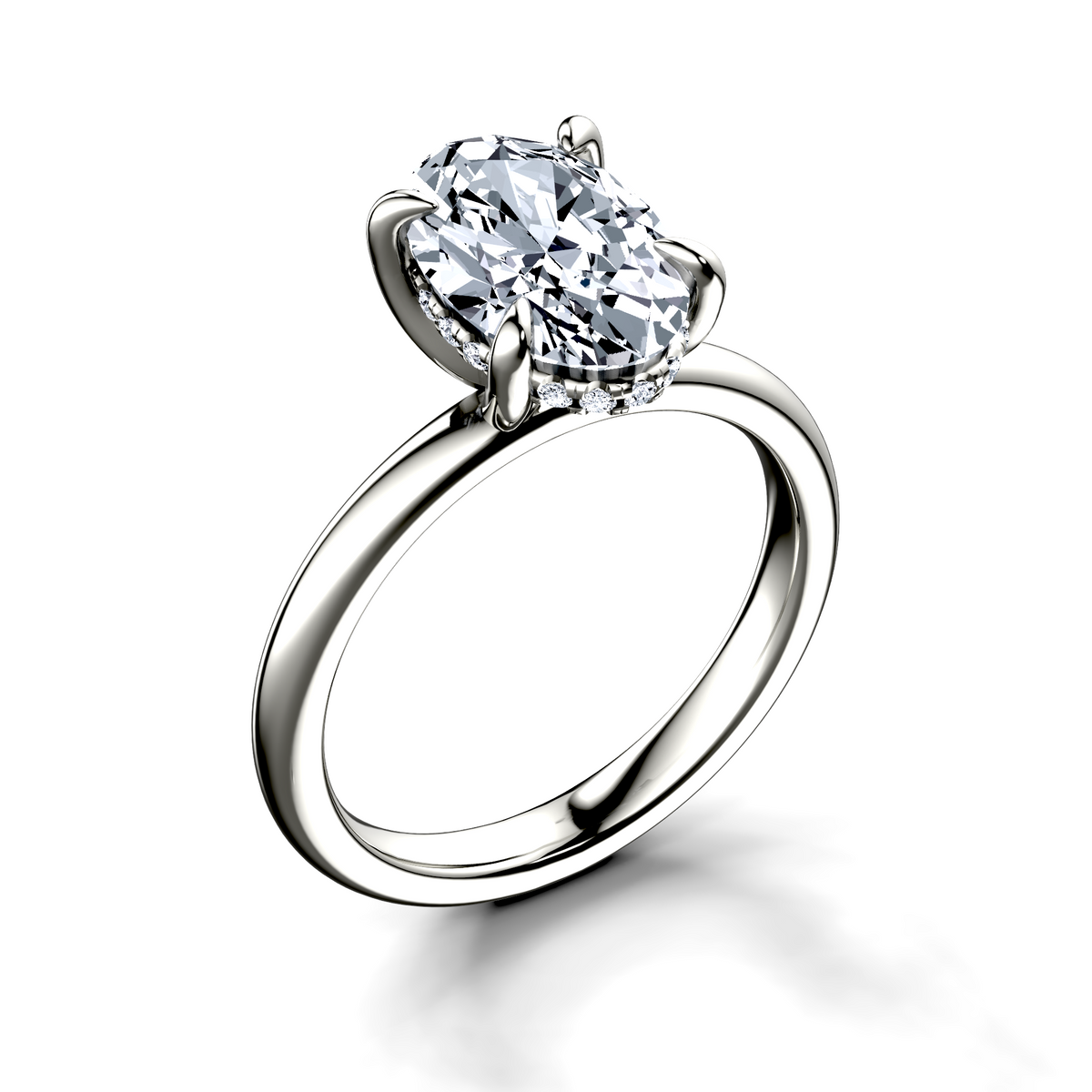 Image for 14K White Gold Oval Halo engagement ring