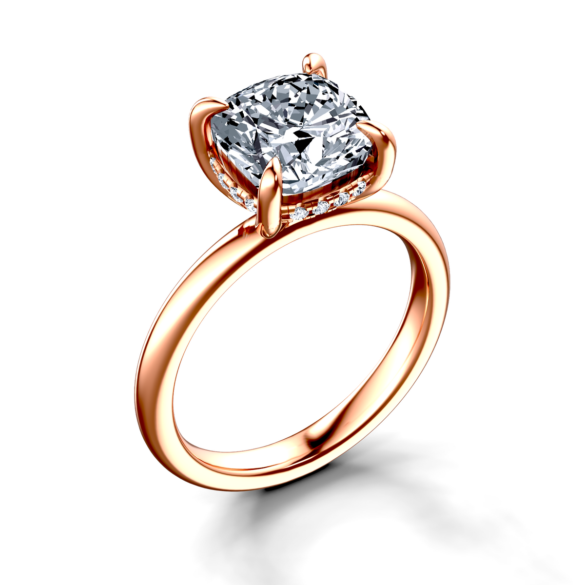 Image for 14K Rose Gold Cushion Halo engagement ring
