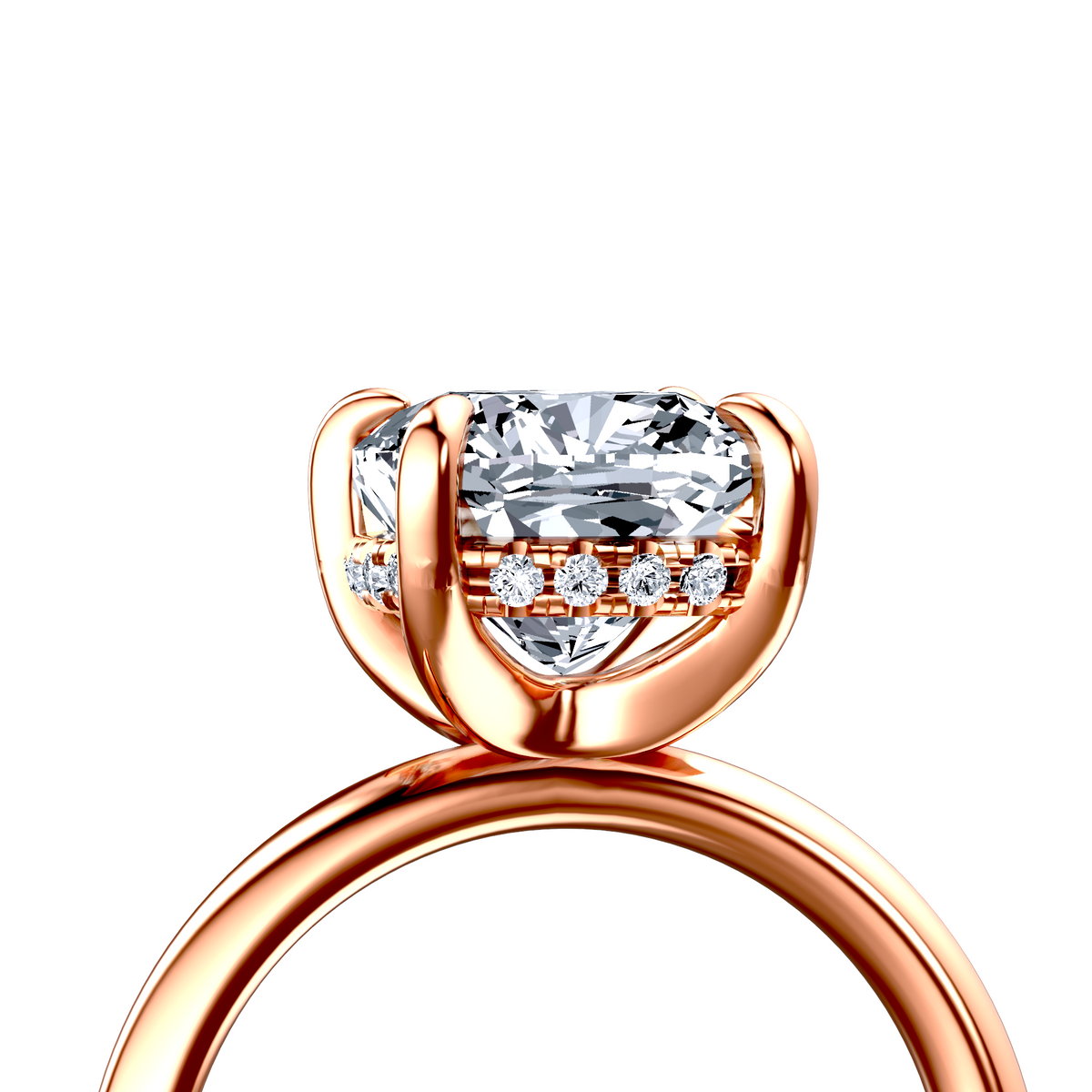 Image for 14K Rose Gold Cushion Halo engagement ring