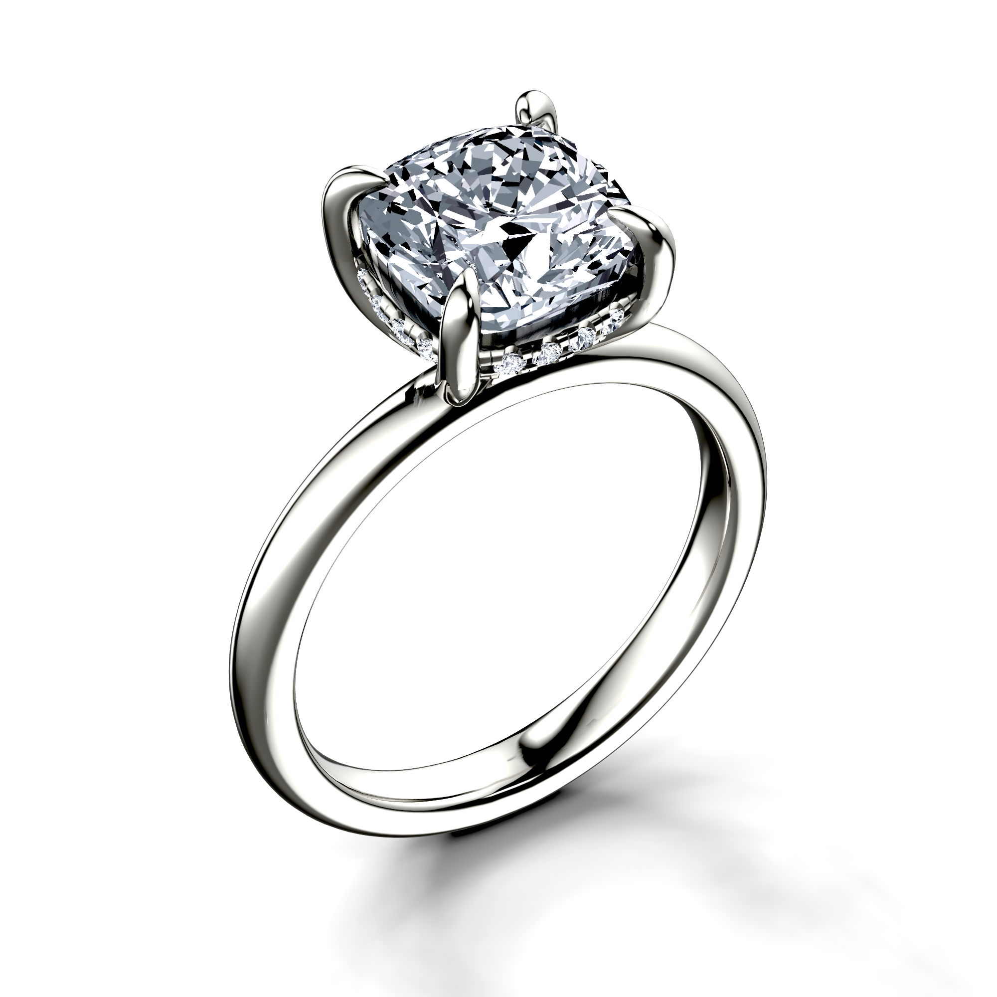 Image for 14K White Gold Cushion Halo engagement ring