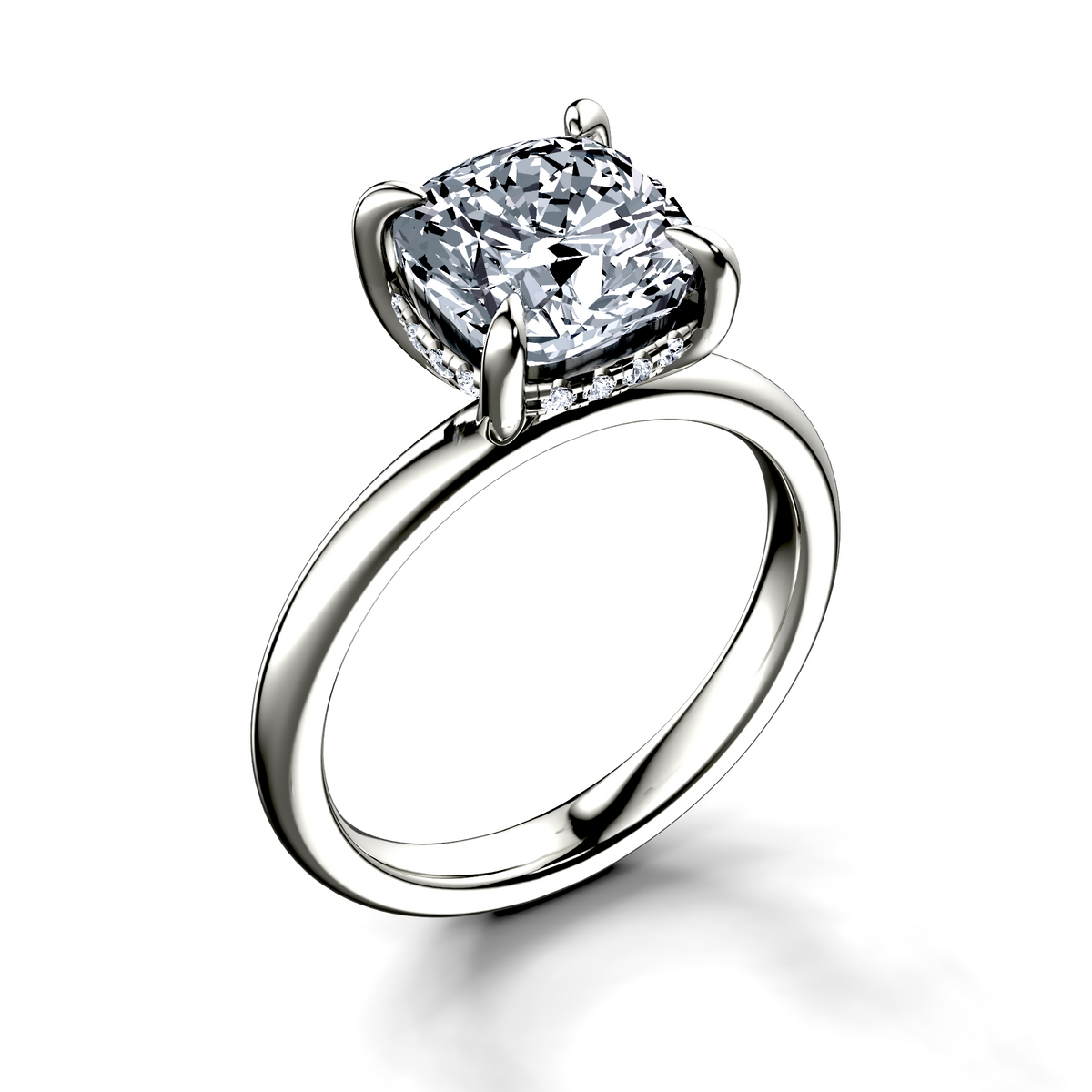 Image for 18K White Gold Cushion Halo engagement ring