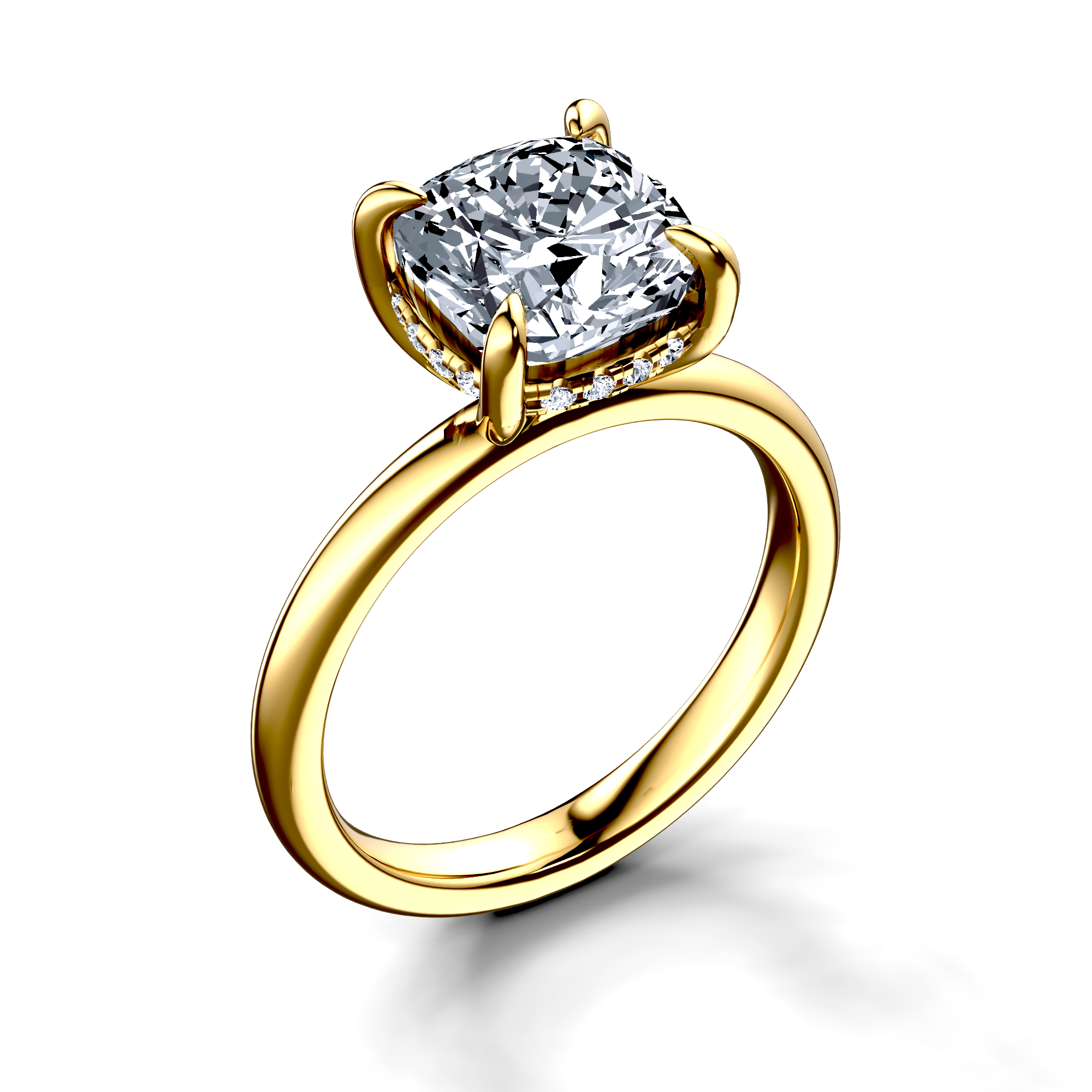 Image for 18K Yellow Gold Cushion Halo engagement ring