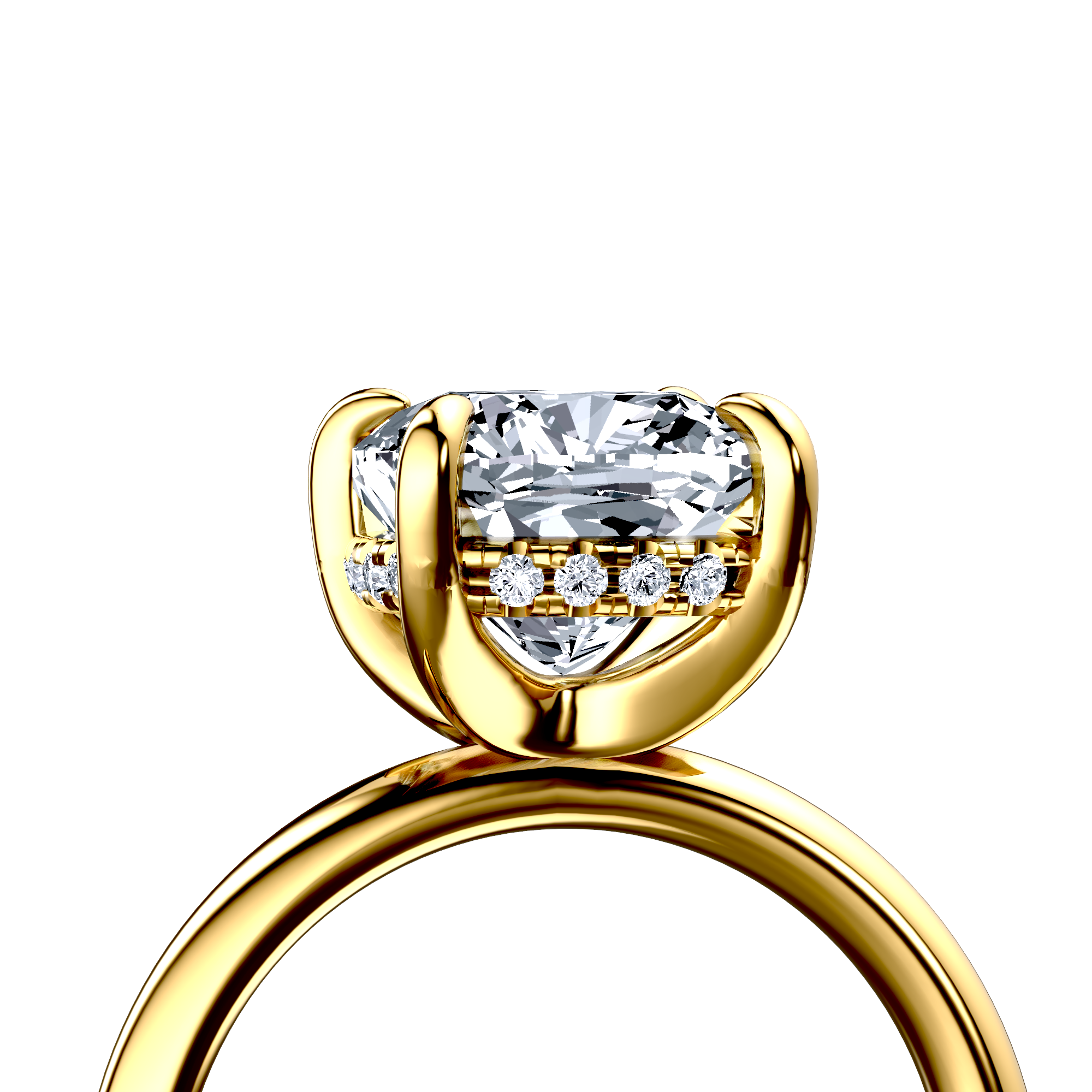 Image for 14K Yellow Gold Cushion Halo engagement ring
