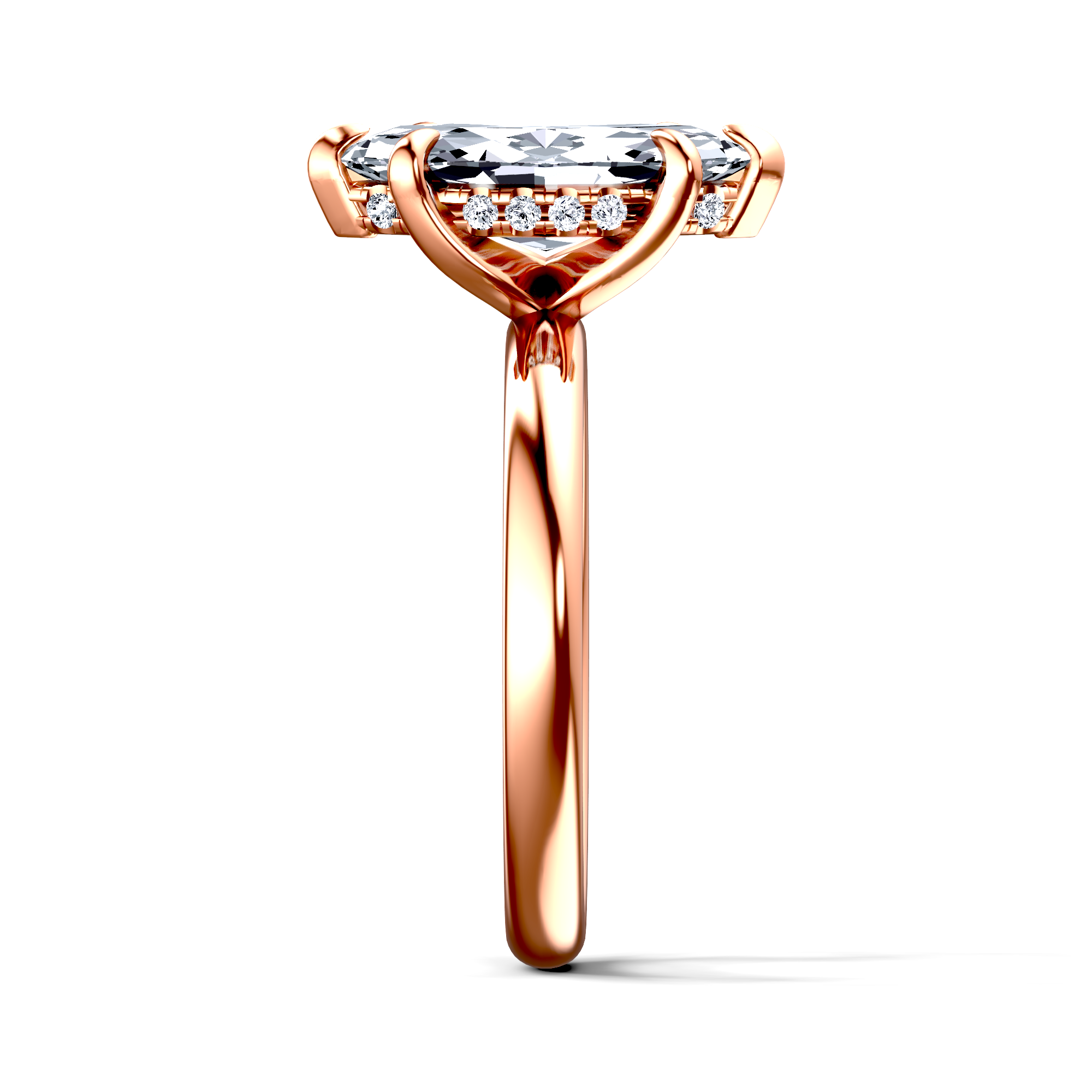 Image for 14K Rose Gold Marquise Halo engagement ring