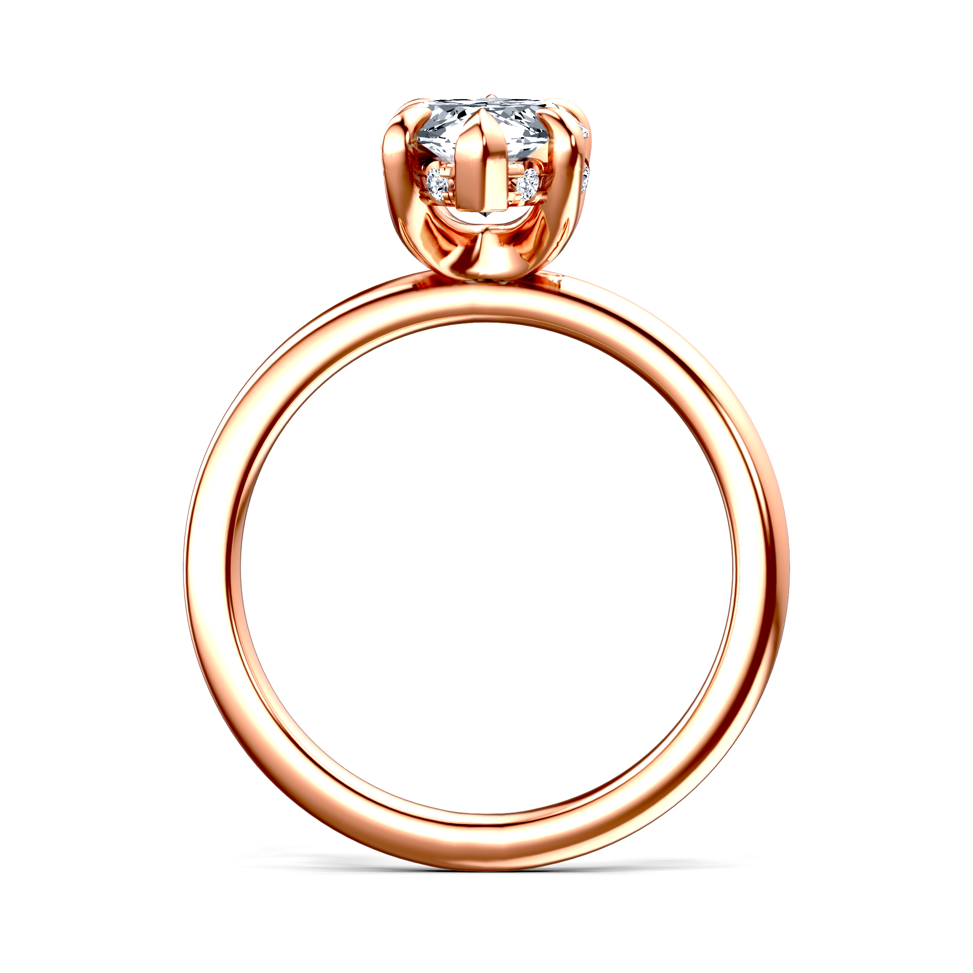 Image for 18K Rose Gold Marquise Halo engagement ring