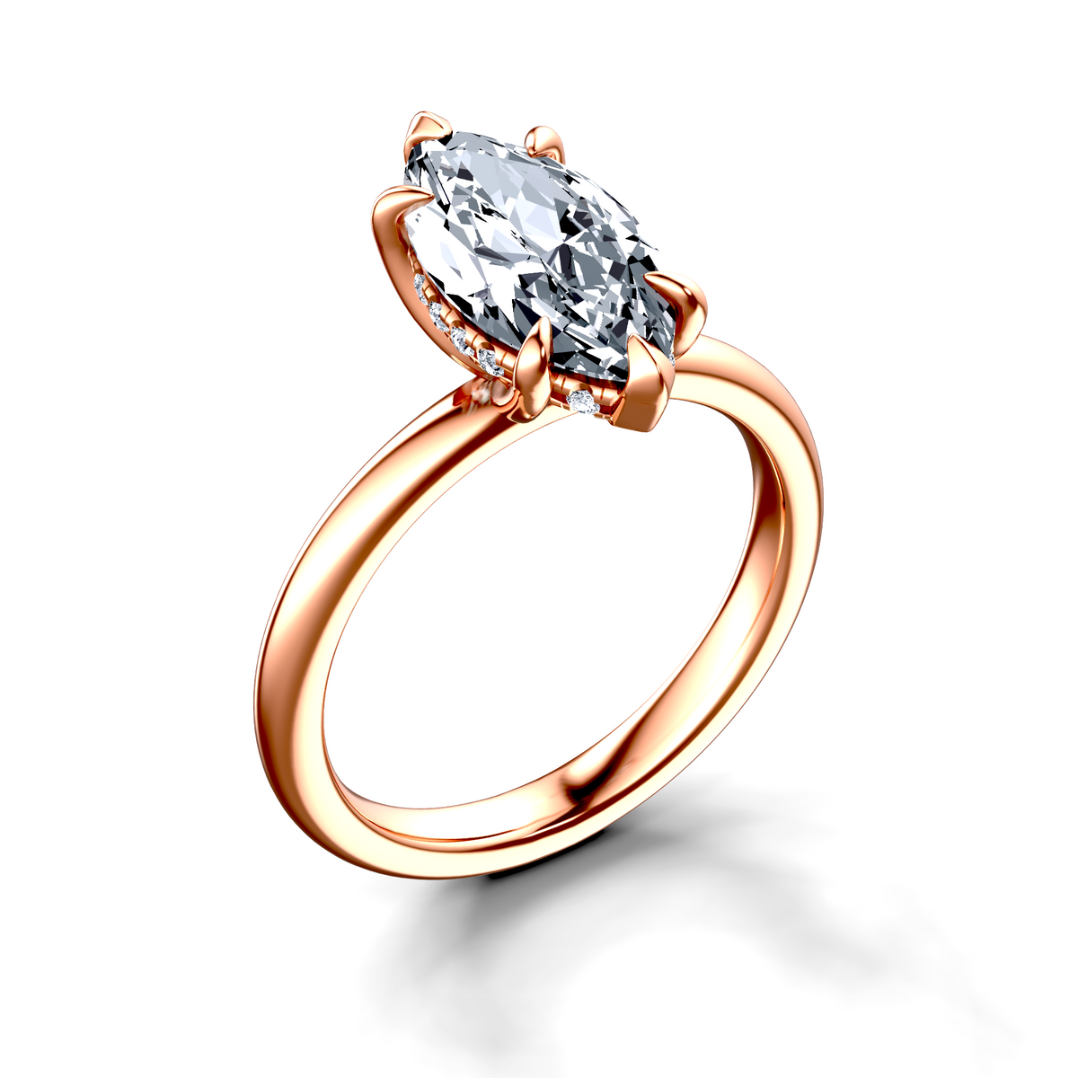 Image for 14K Rose Gold Marquise Halo engagement ring