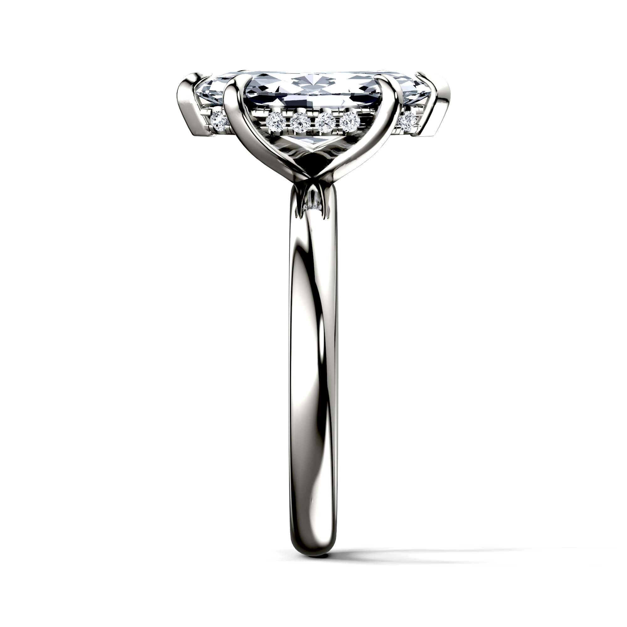 Image for 14K White Gold Marquise Halo engagement ring