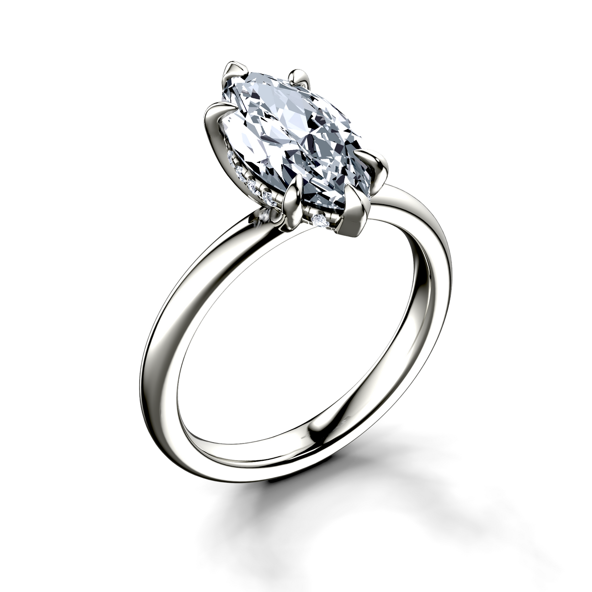 Image for 18K White Gold Marquise Halo engagement ring