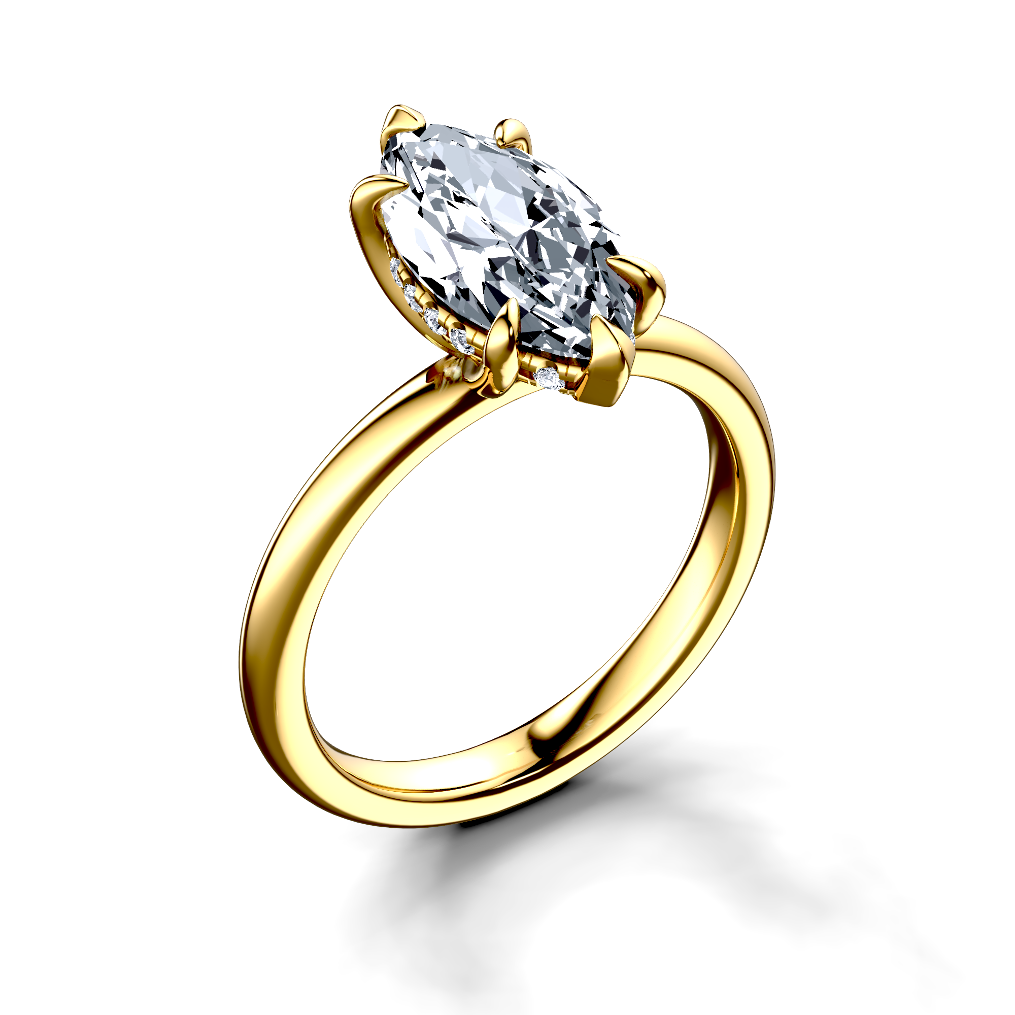 Image for 18K Yellow Gold Marquise Halo engagement ring