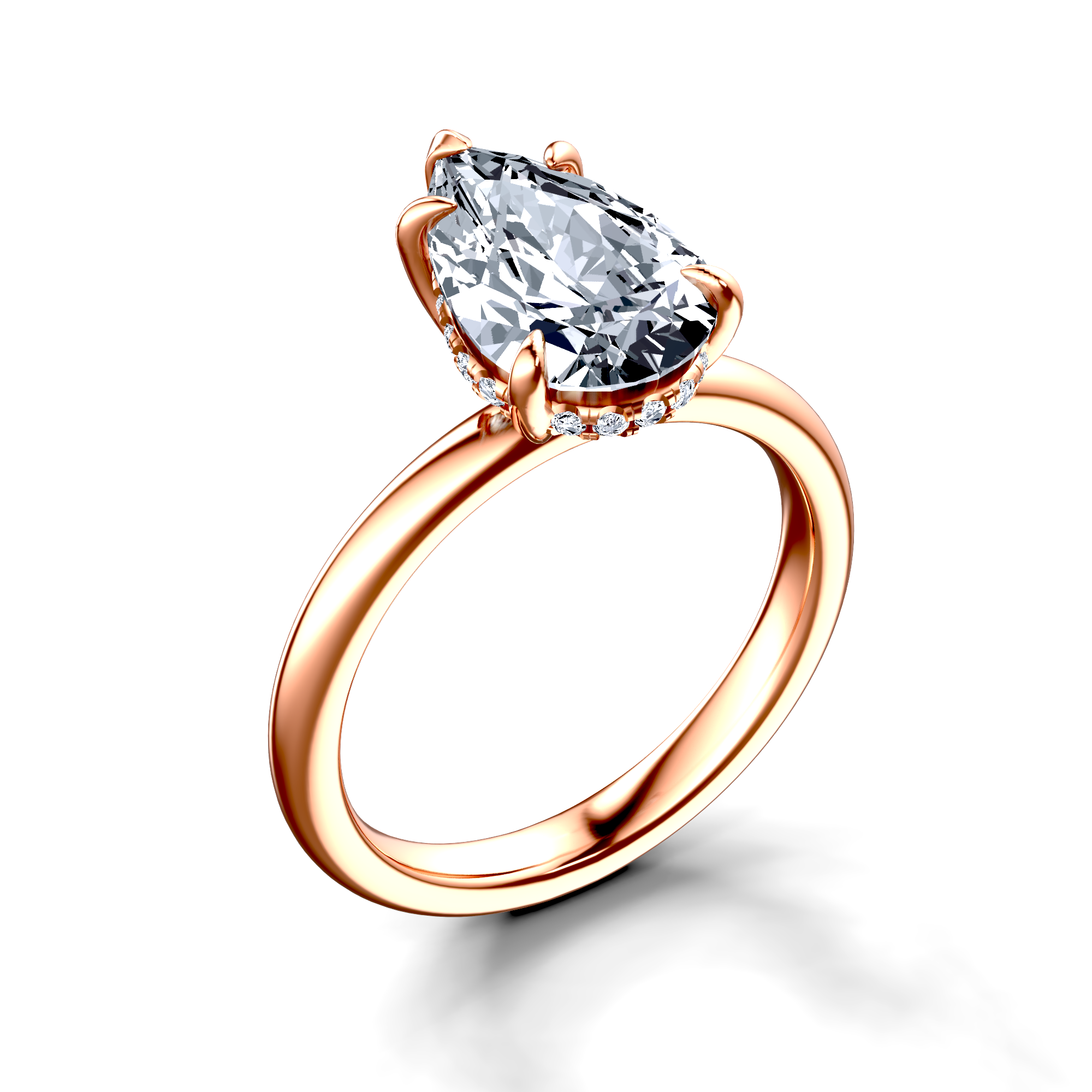 Image for 18K Rose Gold Pear Halo engagement ring