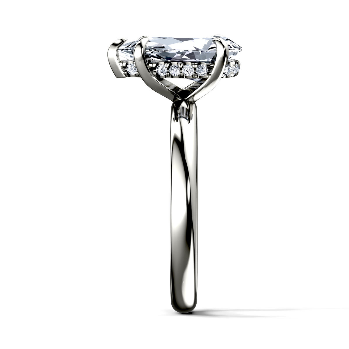 Image for 14K White Gold Pear Halo engagement ring