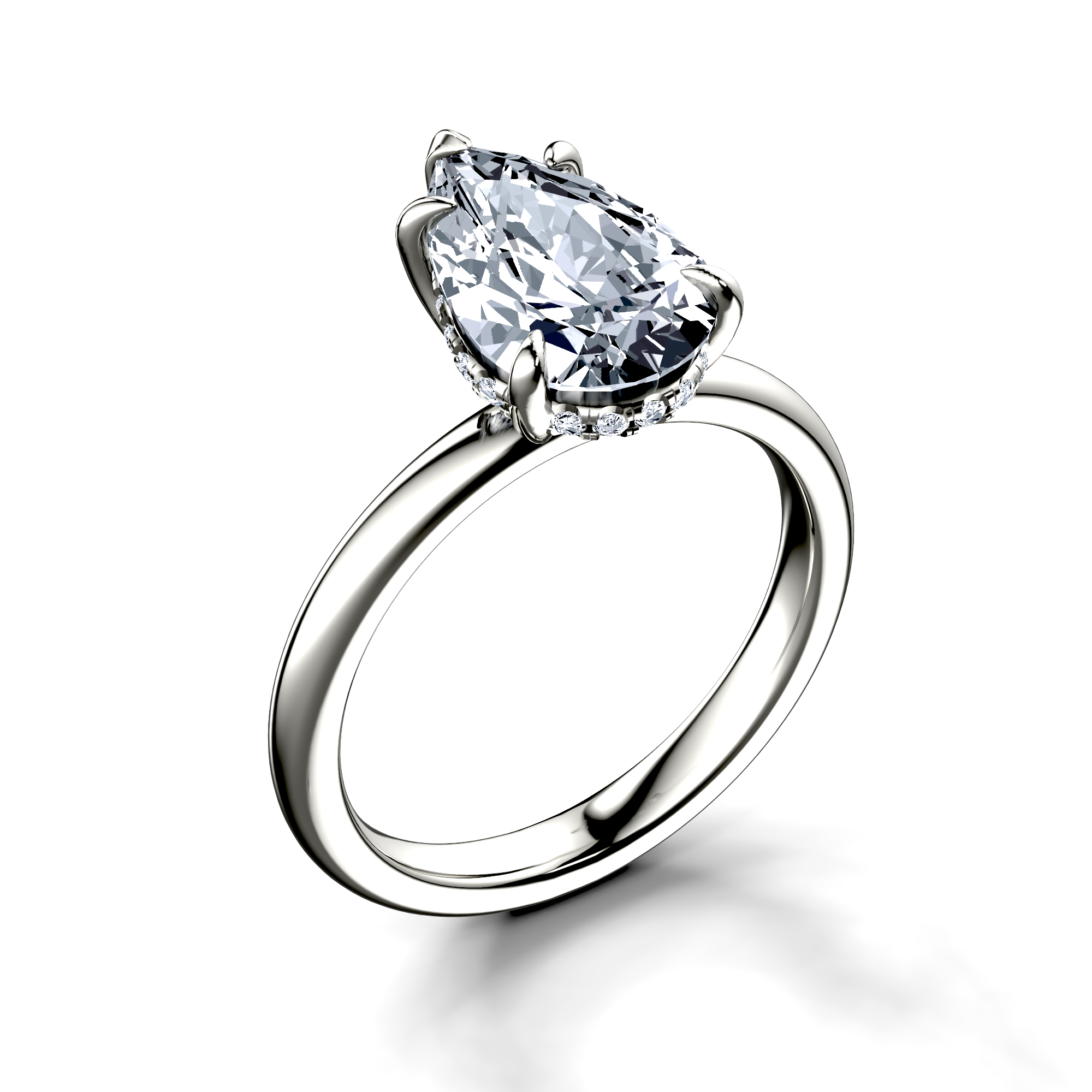 Image for 14K White Gold Pear Halo engagement ring