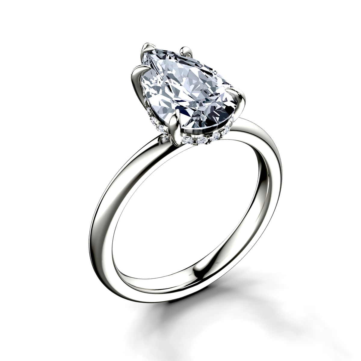 Image for 18K White Gold Pear Halo engagement ring