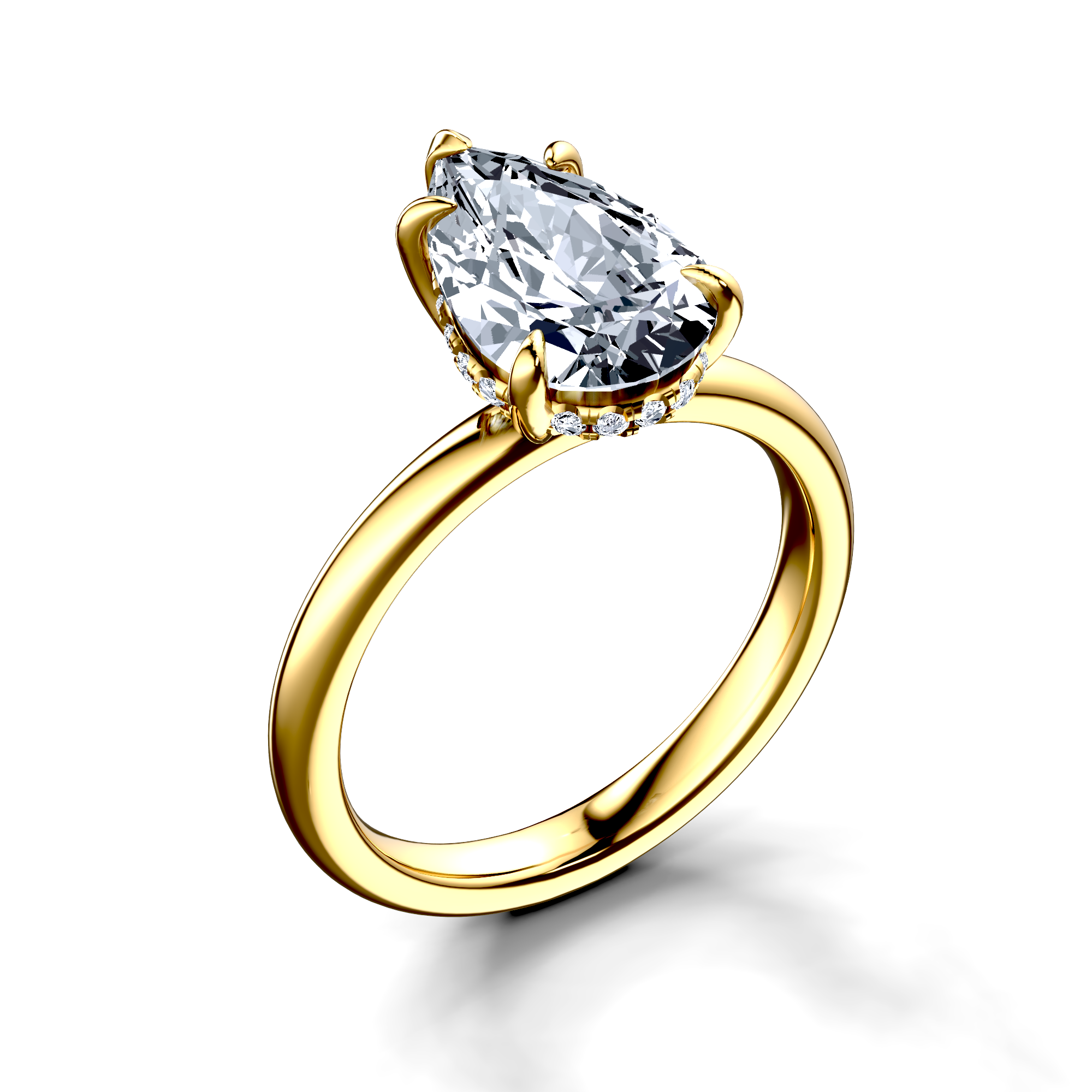 Image for 14K Yellow Gold Pear Halo engagement ring