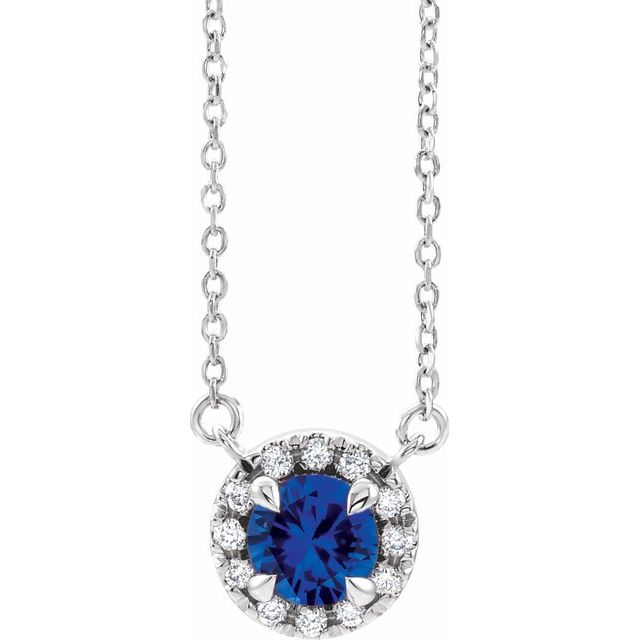 14k-white--lab-grown-blue-sapphire-&-.03-ctw-natual-diamond-16"-necklace