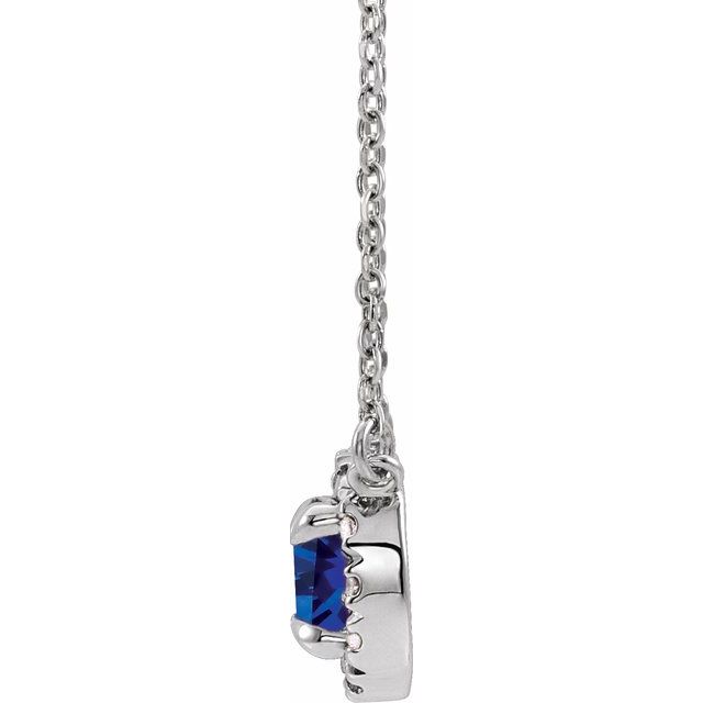 14k-white--lab-grown-blue-sapphire-&-.03-ctw-natual-diamond-16"-necklace